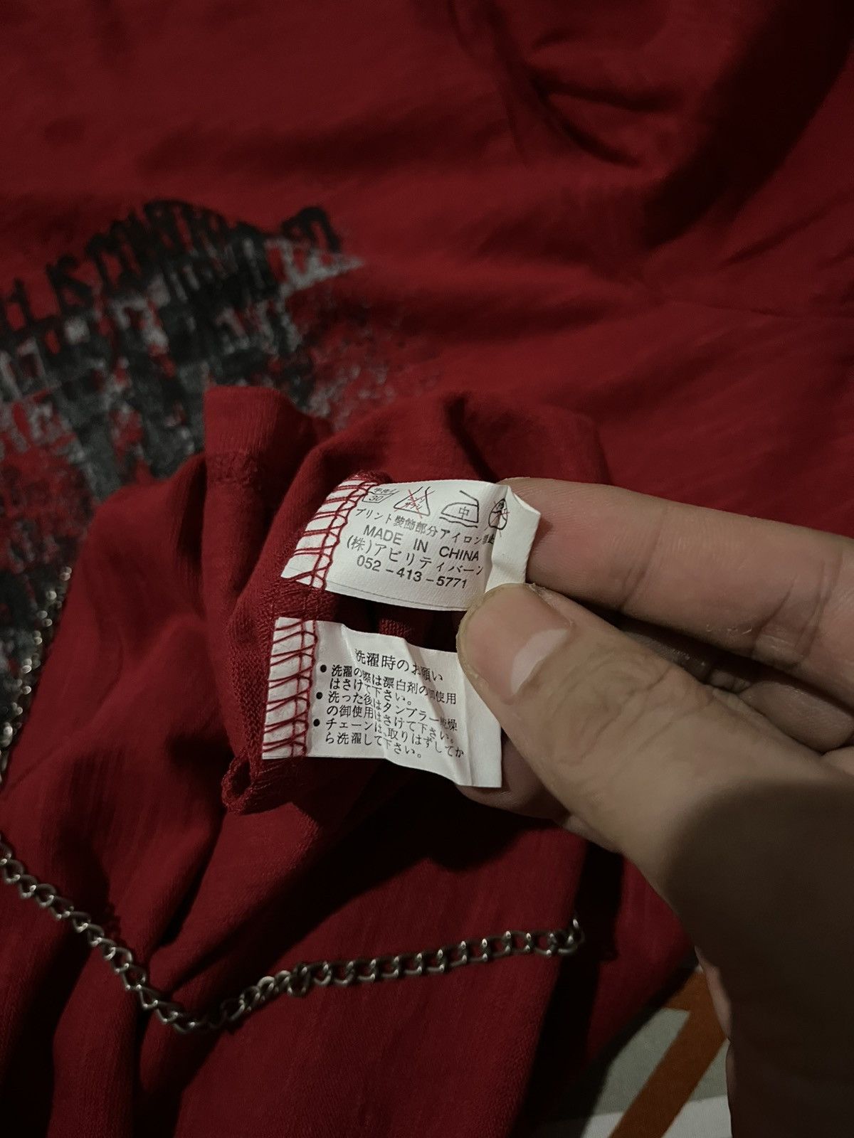 Japanese Brand × Vintage Vintage Dangerous Warning Design Punk Poem And Chains LS Size US L / EU 52-54 / 3 - 11 Thumbnail