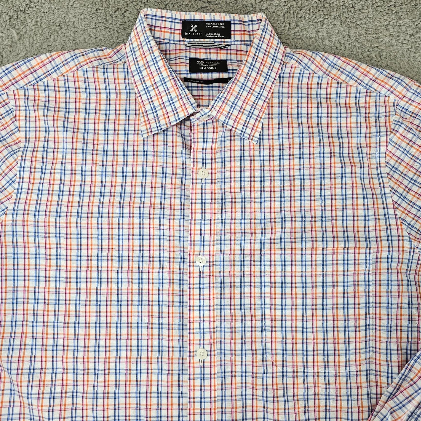 Nordstrom Nordstrom Dress Shirt Mens Large Classics Regular Fit Multi Color Check Cotton Shirt Regular Mens Nordstrom Dress Shirt Color Multicolor Check Cotton Size 42R - 3 Thumbnail