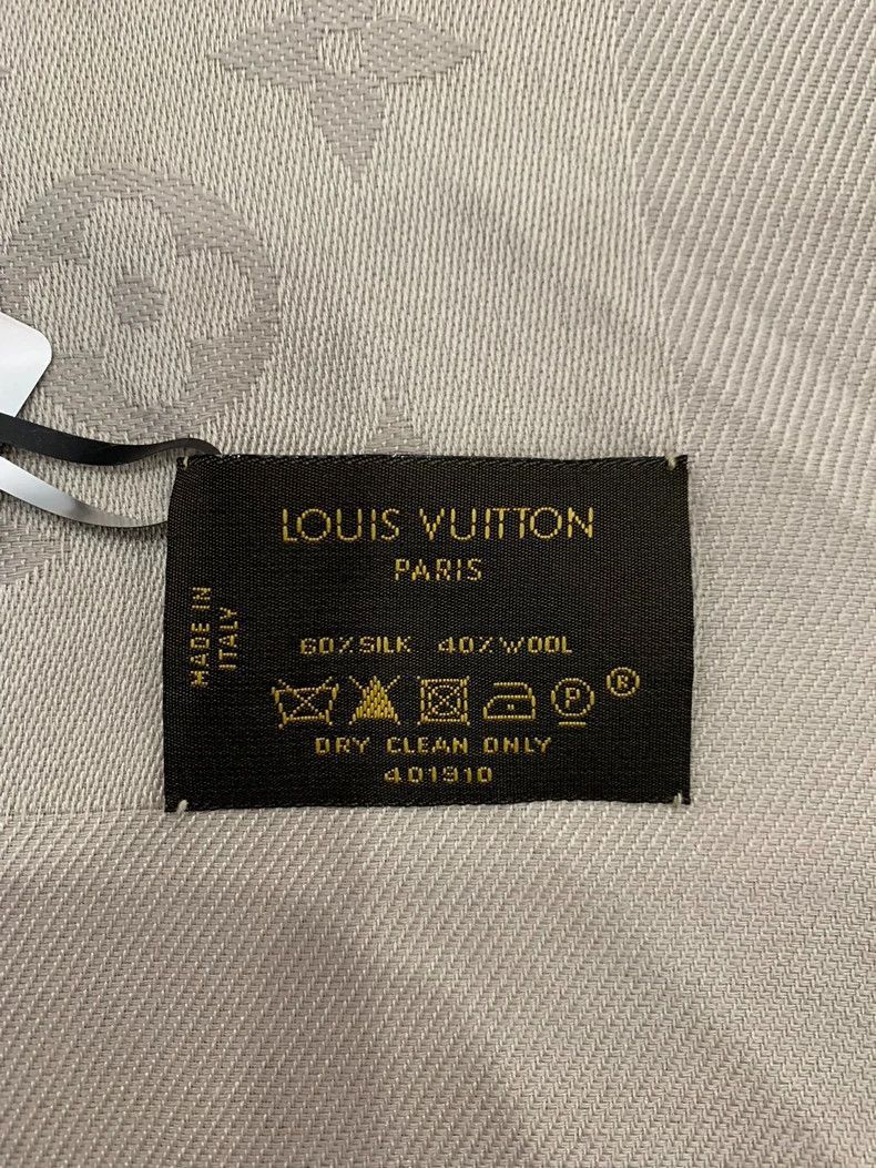 Louis Vuitton Louis Vuitton Grey Monogram Silk Scarf- Size ONE SIZE - 6 Thumbnail