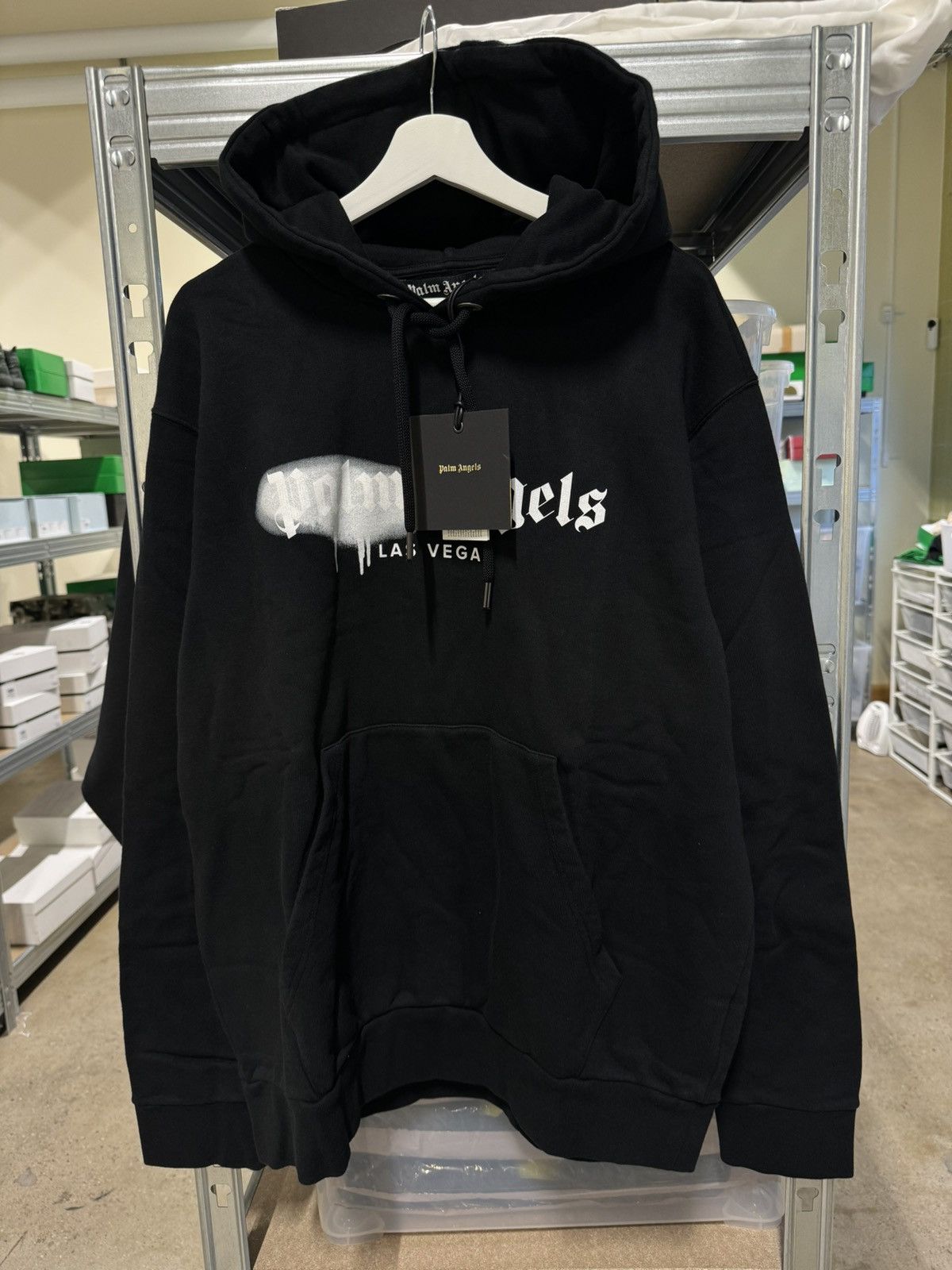image of Palm Angels Sprayed Hoodie New in Black, Men's (Size 2XL)