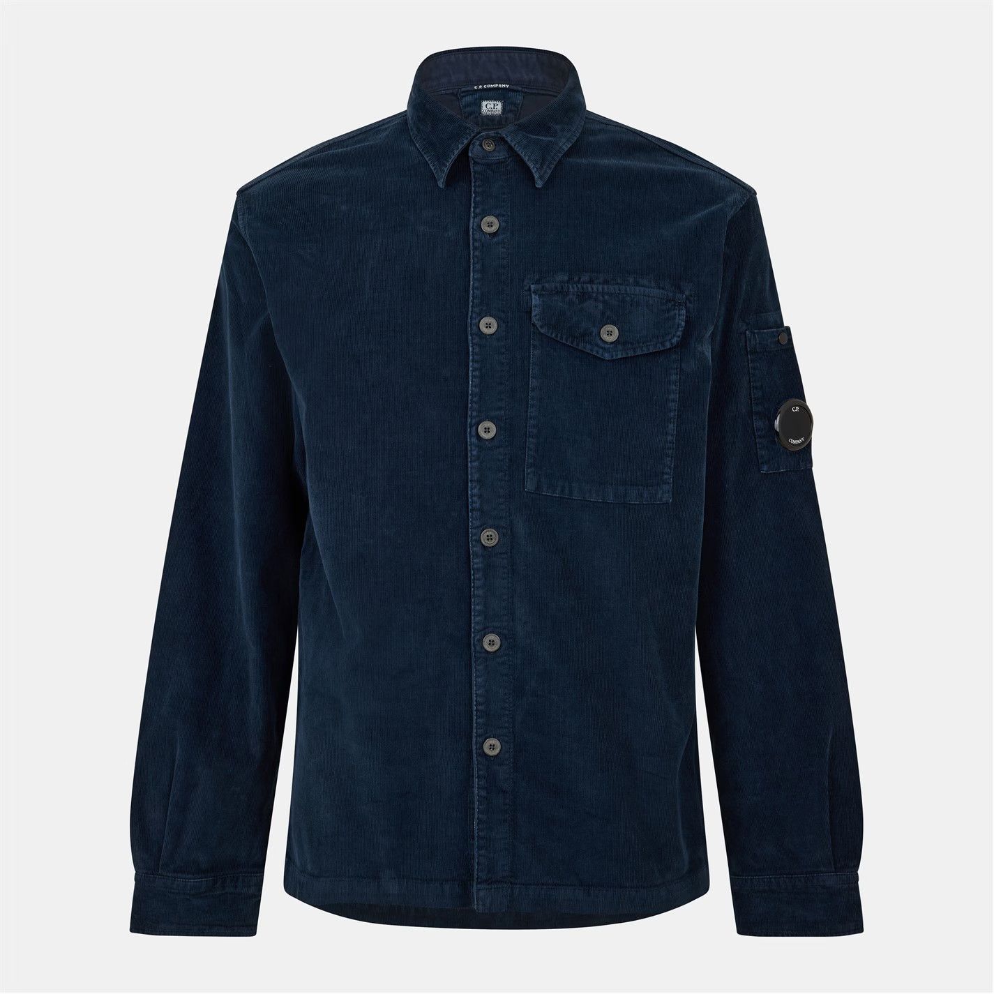 C.P. Company o1g2r1mq0426 Lens Single Pocket Corduroy Shirt in Blue Size US S / EU 44-46 / 1 - 1 Thumbnail