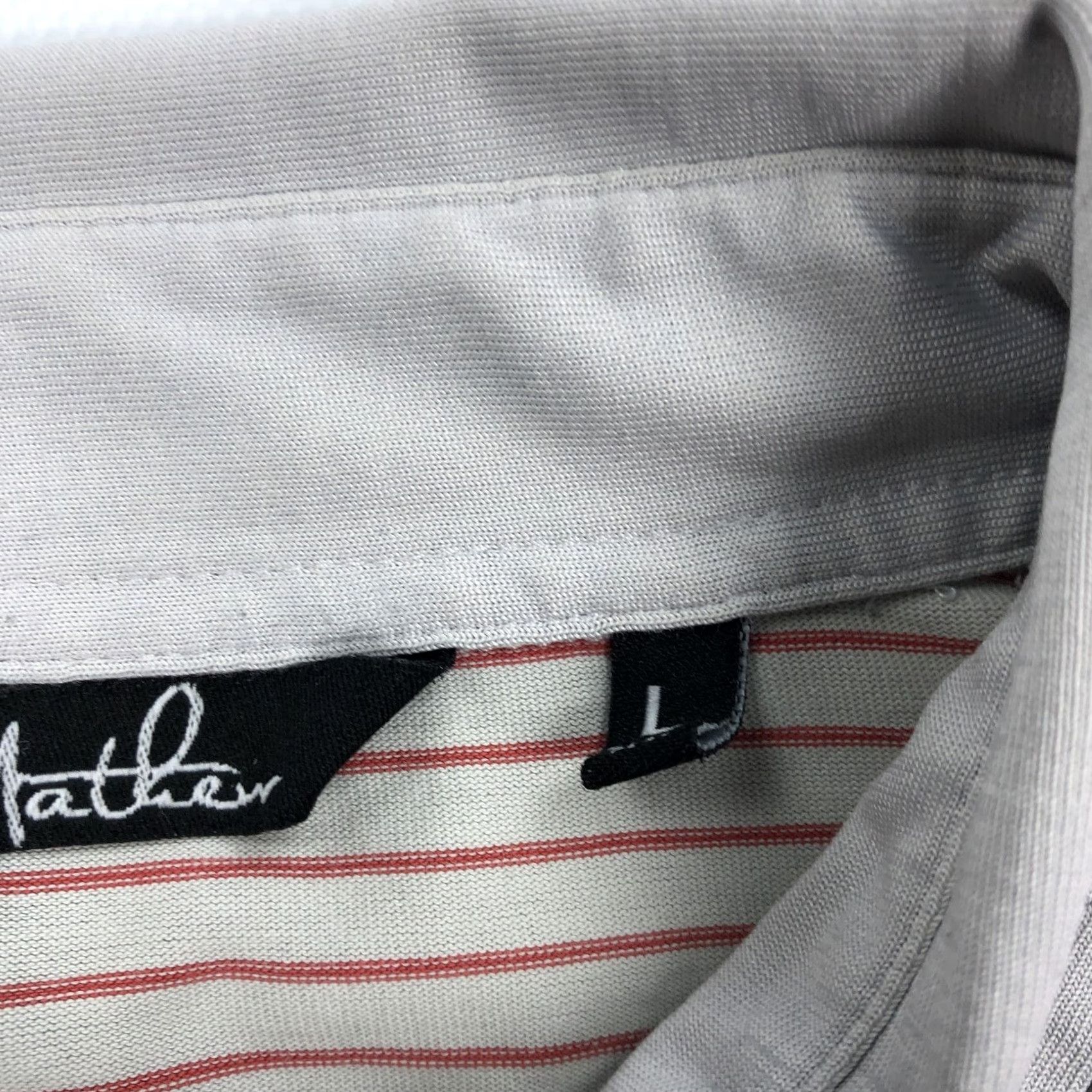TravisMathew Travis Mathew Polo Shirt Striped Short Sleeve Button-Down Men L Gray Red, Golf, Casual, Knit, Embroidered Logo Size US L / EU 52-54 / 3 - 5 Thumbnail
