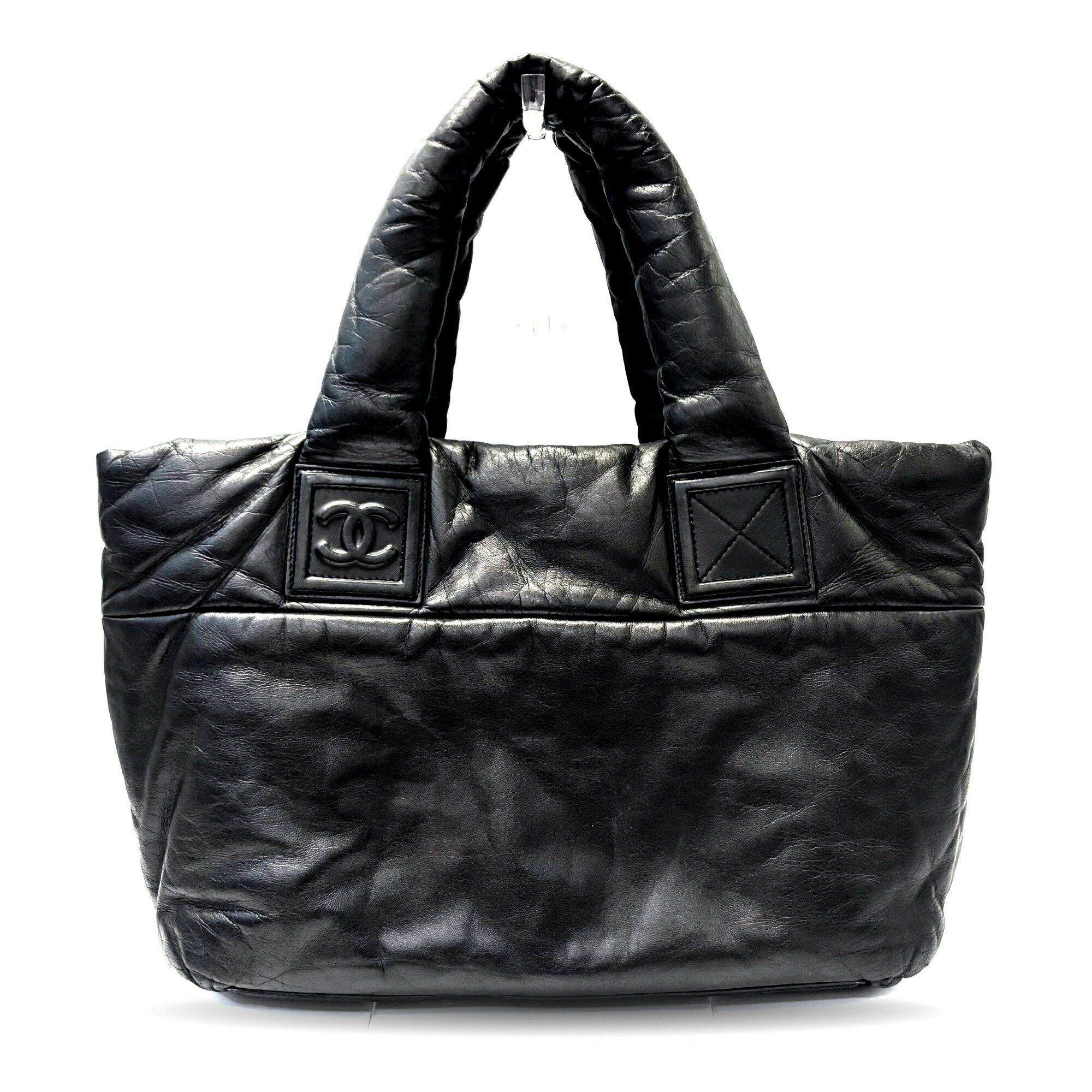 Chanel Coco Cocoon Tote Bag Hand Leather Lambskin Black 13 Series CHANEL