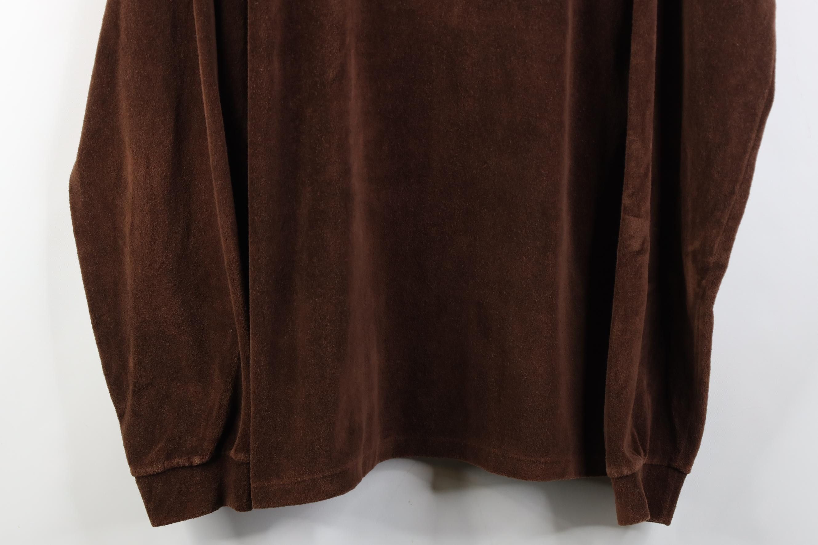 Vintage Vintage 70s Streetwear Velour Long Sleeve Polo Brown USA Size US L / EU 52-54 / 3 - 3 Thumbnail