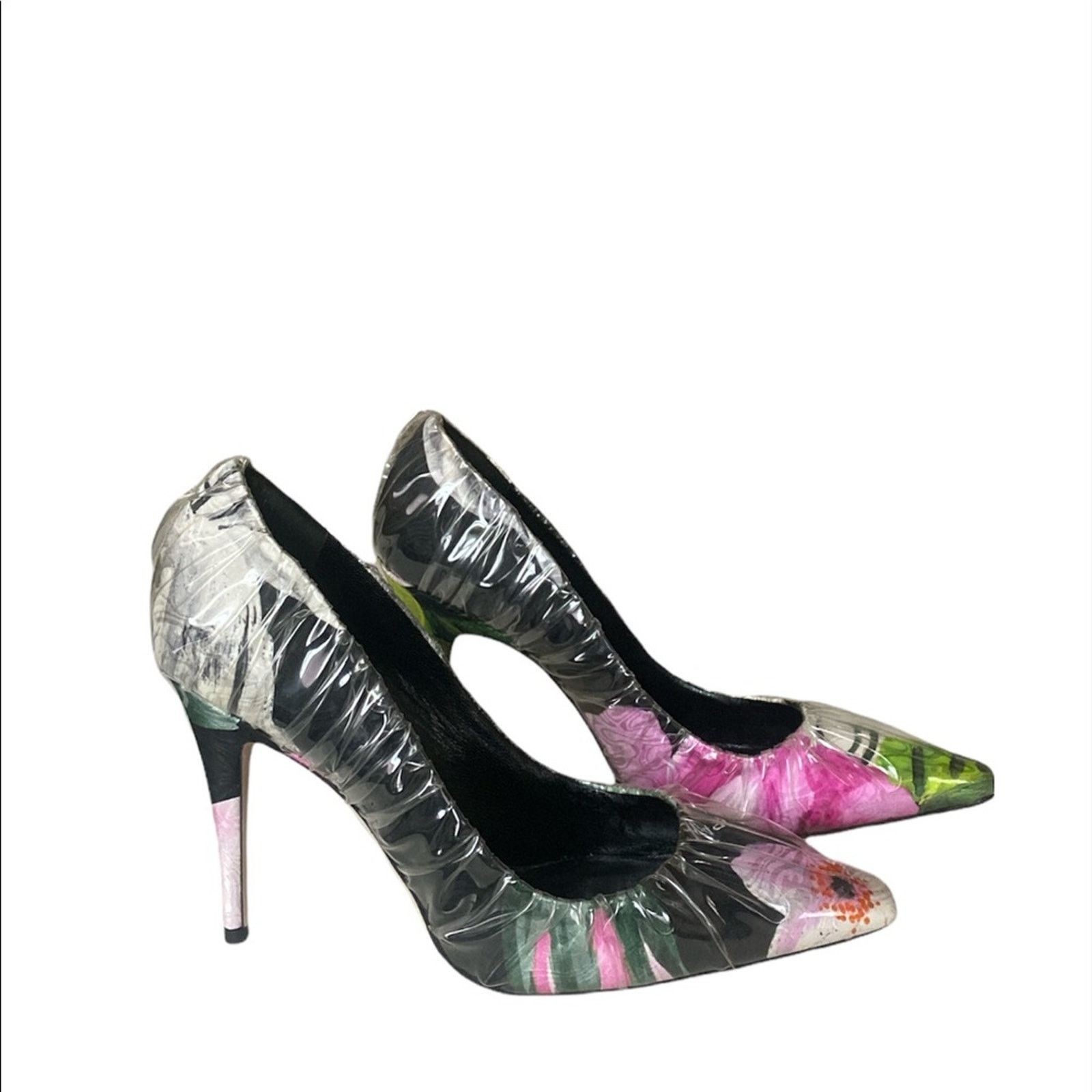 Jimmy Choo OFF-WHITE C/O JIMMY CHOO Anne 100 PVC-Wrapped Satin Pumps Size US 9 / IT 39 - 1 Thumbnail