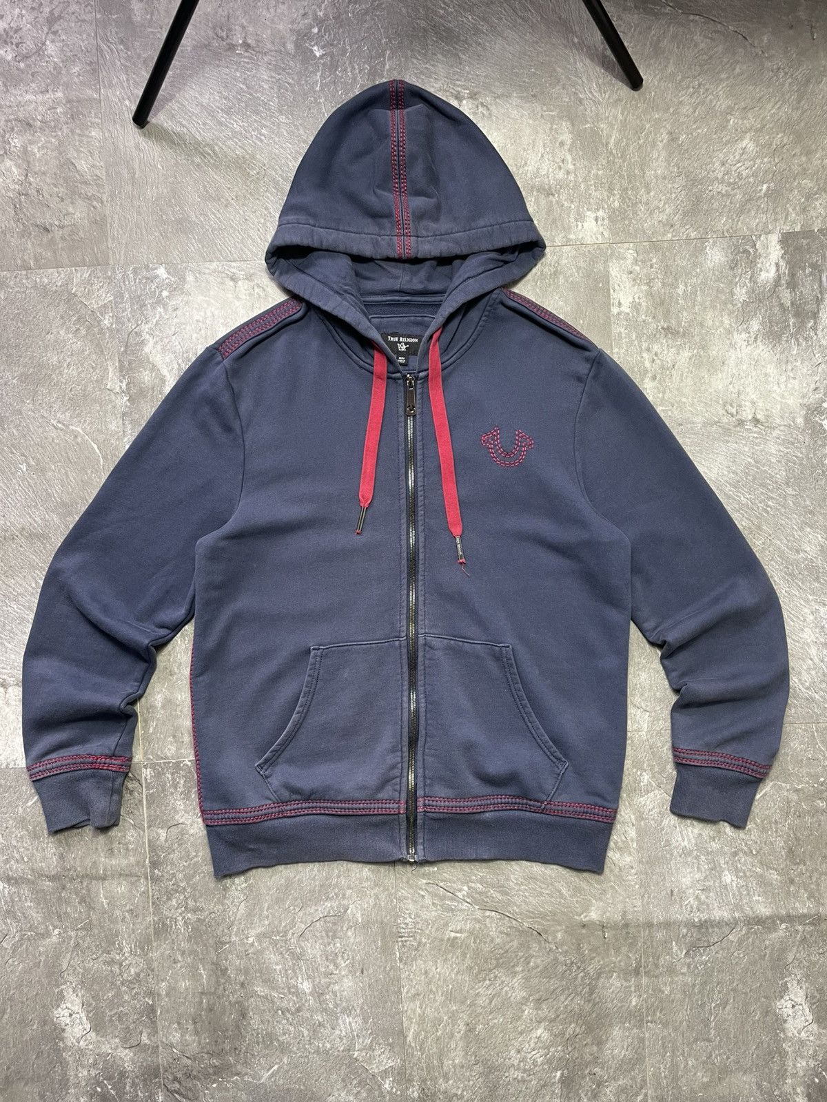 True Religion Vintage True Religion Japanese Emborided Logo Zip Up Hoodie Size US M / EU 48-50 / 2 - 1 Thumbnail