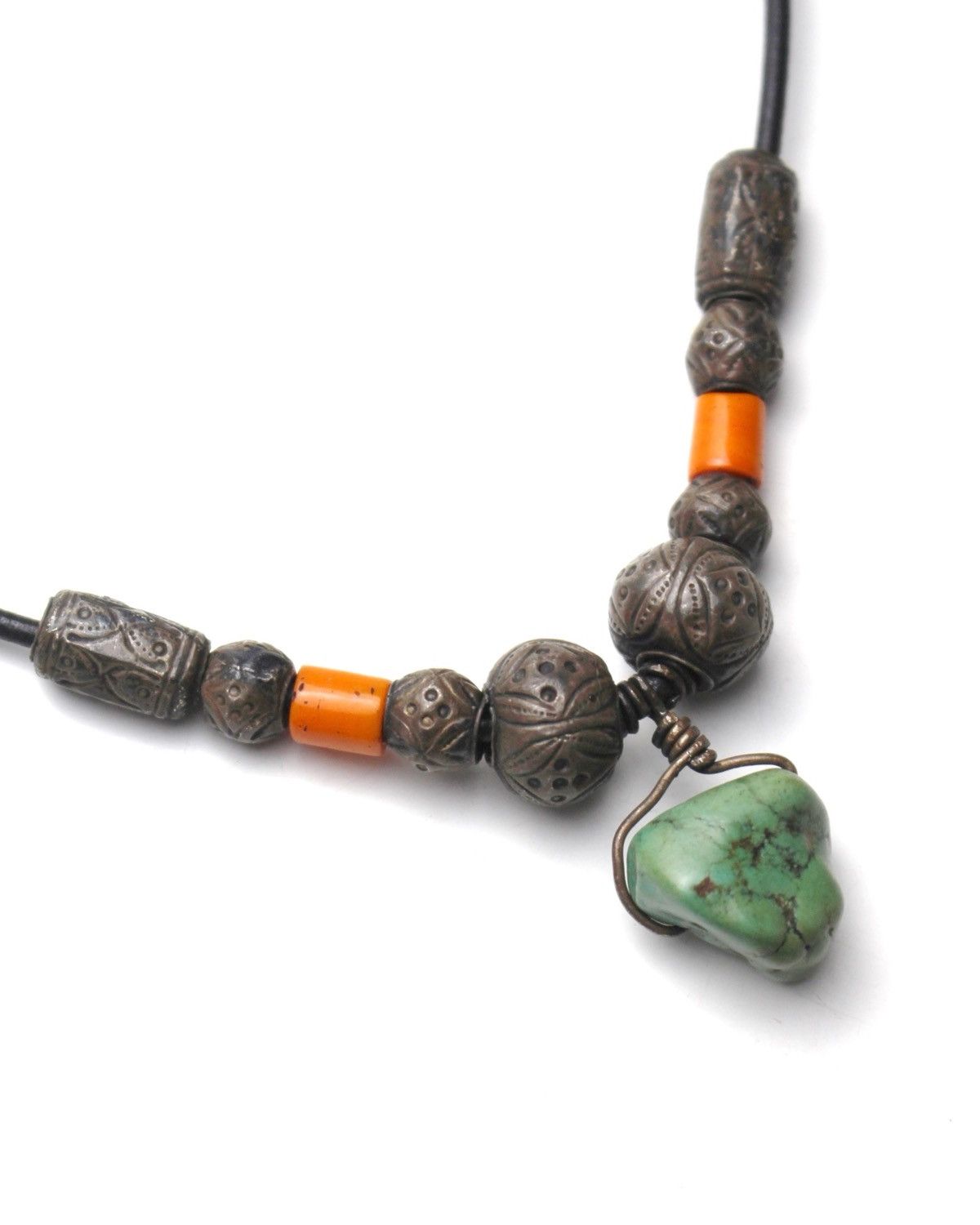 Vintage 2000S JAPANESE HANDCRAFTED TURQUOISE & METAL BEAD NECKLACE Size ONE SIZE - 3 Thumbnail