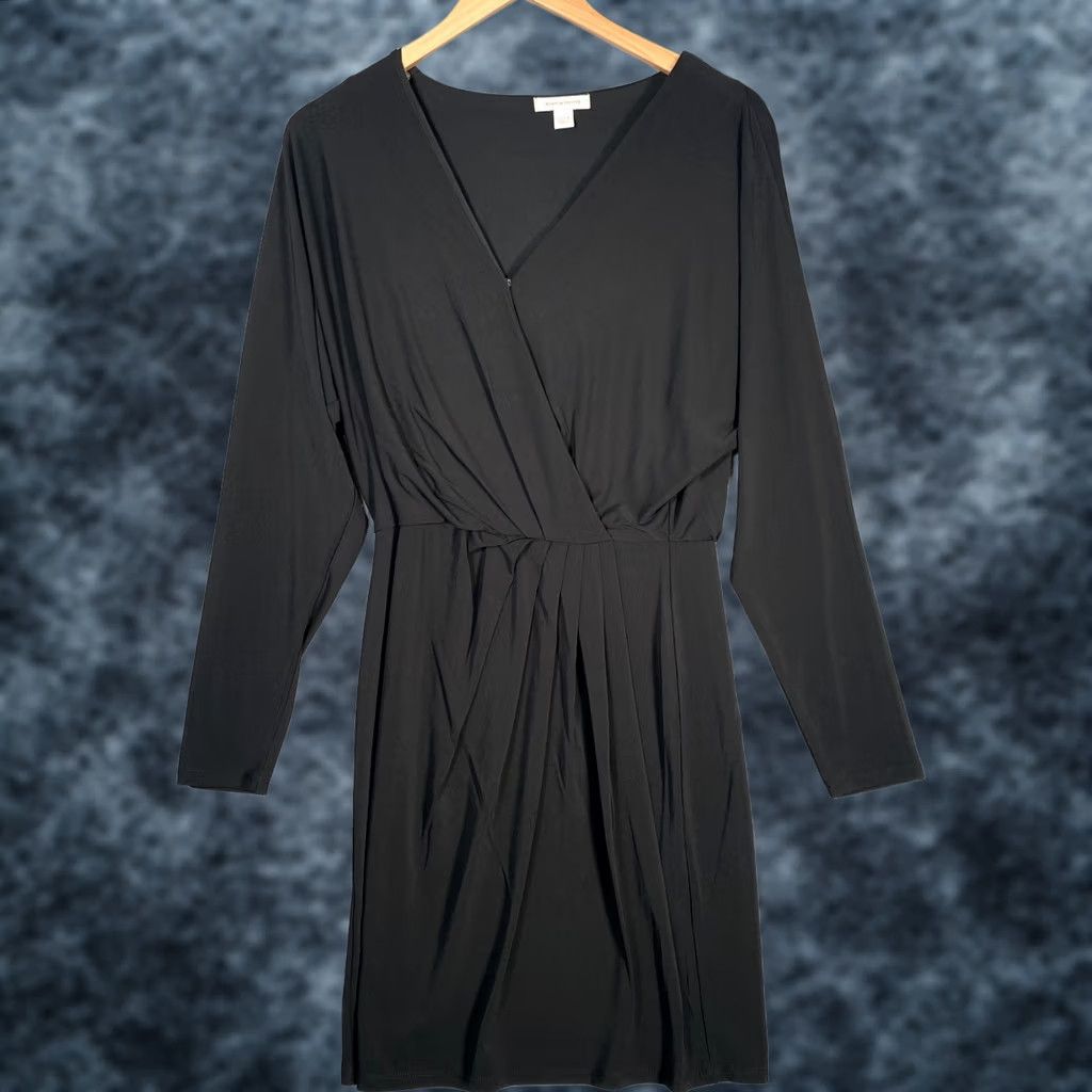Boston Proper Boston Proper Womens Dress Black Drop Waist Knee Length V-Neck Long Sleeve Blouson Bodycon Sheath Casual Party/Cocktail Travel 6 Size M / US 6-8 / IT 42-44 - 1 Thumbnail