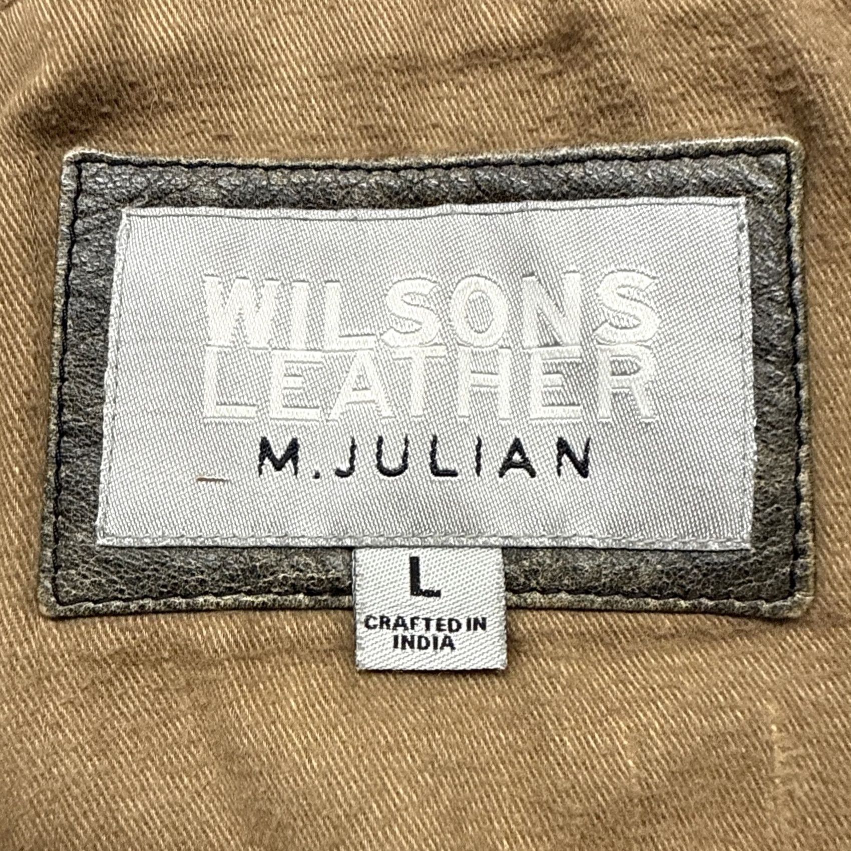 Vintage Wilsons Leather M. Julian Mens L Jacket Bomber Button VTG-Distressed Brown Jacket Size US L / EU 52-54 / 3 - 7 Thumbnail