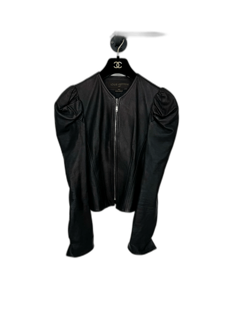 Louis Vuitton Louis Vuitton Black Leather Jacket -2505 Size S / US 4 / IT 40 - 1 Thumbnail