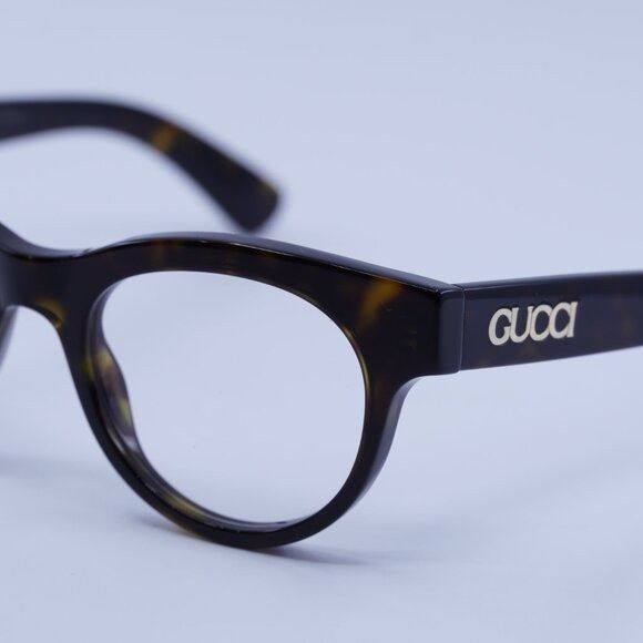 Gucci Gucci GG1792O 002 Eyeglasses Dark Havana 46mm Square Frame Size ONE SIZE - 3 Thumbnail