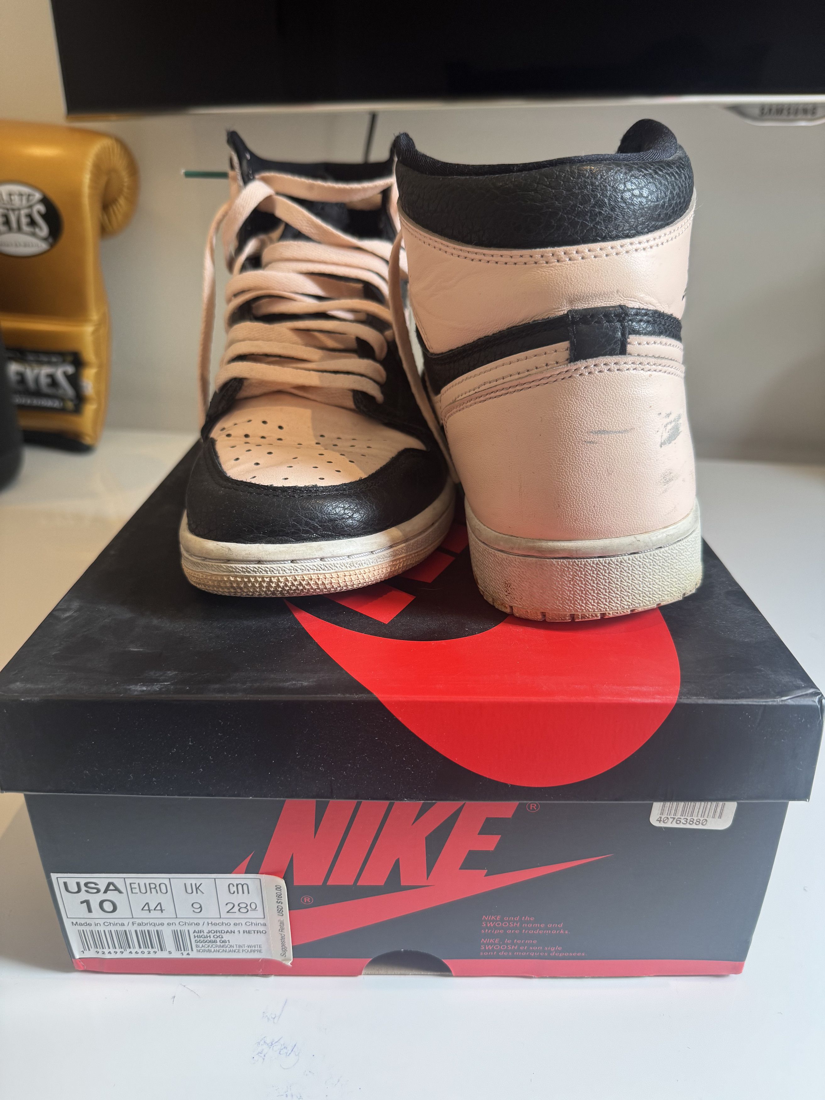 Jordan Brand × Nike Nike Jordan 1 High Black Crimson Tink Pink Size US 10 / EU 43 - 4 Thumbnail