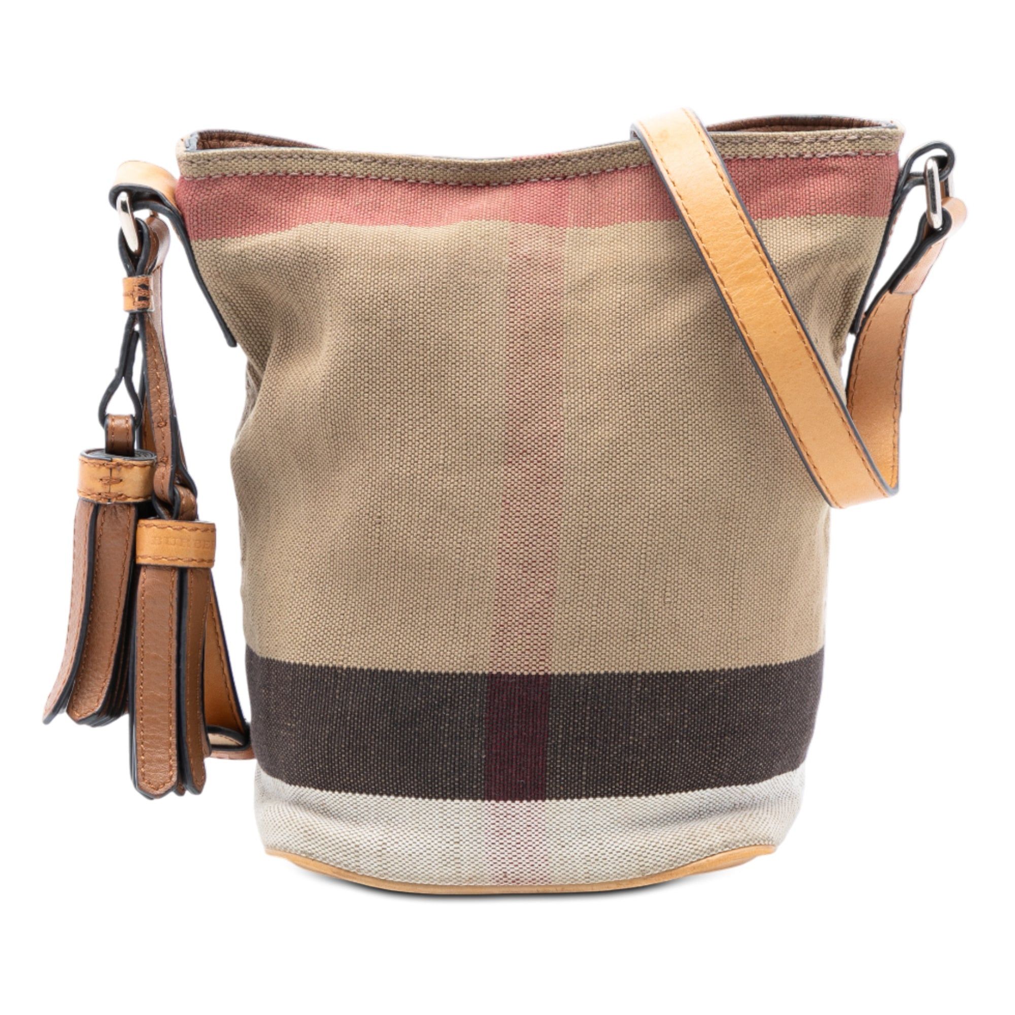 Burberry Mini Mega Check Canvas Ashby Tassel Bucket Bag Size ONE SIZE - 1 Thumbnail