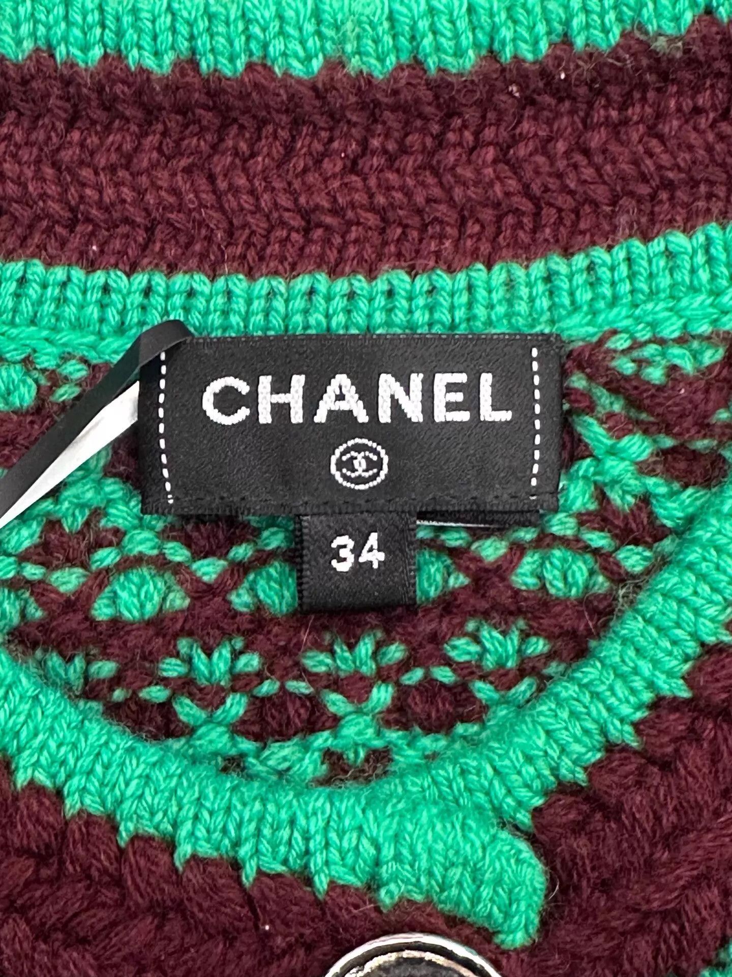 Chanel Chanel Liu Shishi tweed jacket green brown CC silver EU34 Size XS / US 0-2 / IT 36-38 - 6 Thumbnail