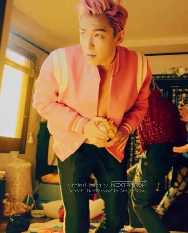 Saint Laurent Paris Saint Laurent Paris Pink Leather Trim Baseball Jacket Size XS / US 0-2 / IT 36-38 - 9 Thumbnail