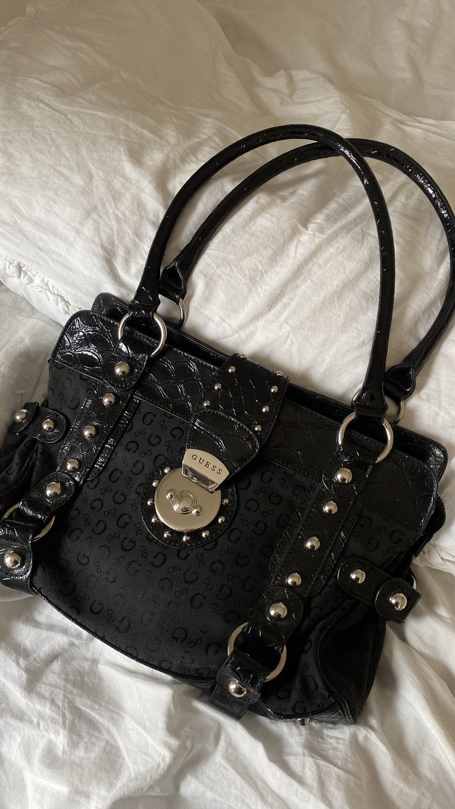 image of Vintage Guess Black Shoulder Bag, Women's