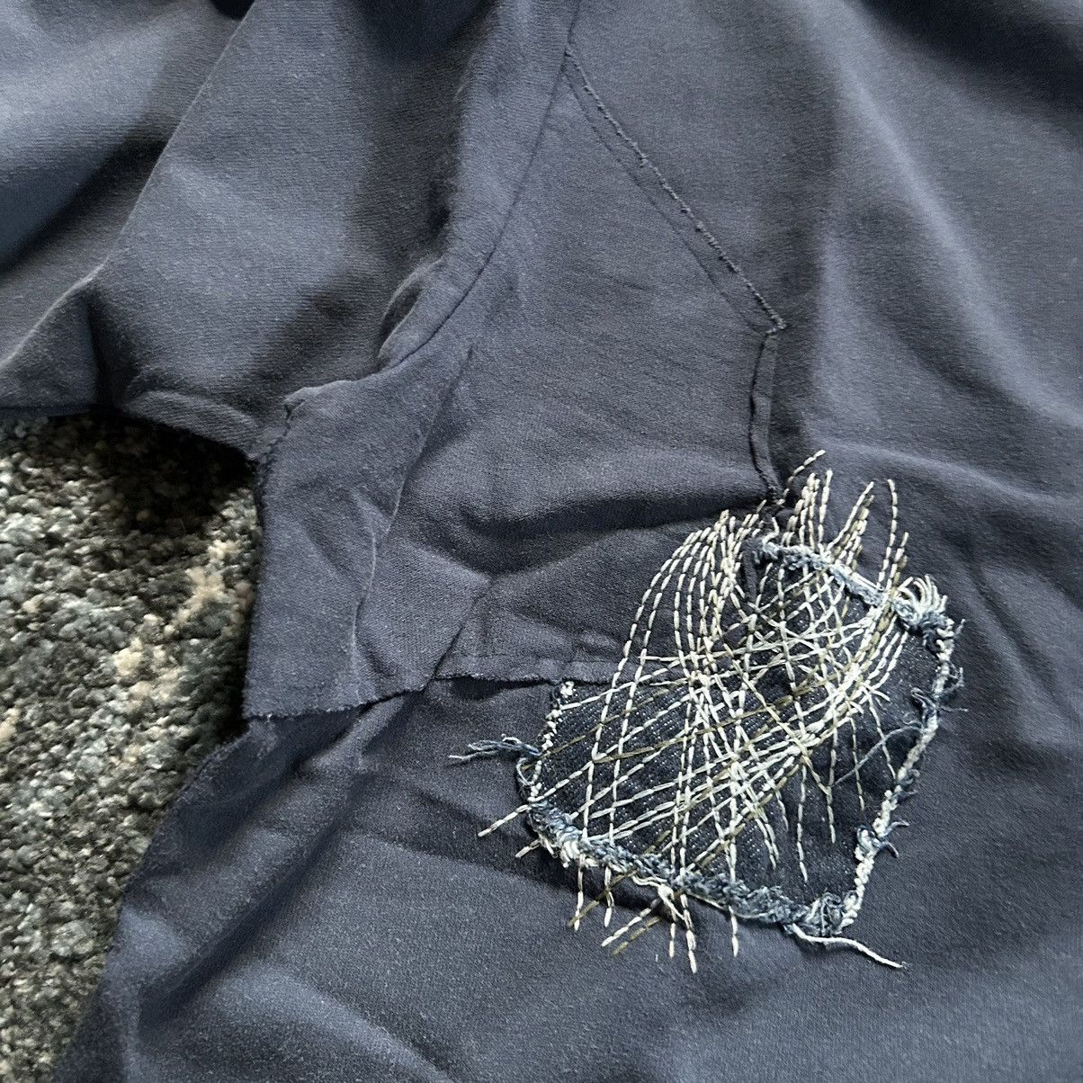 Boro Sashiko Boxy Heavyweight Tee Patchwork Midnight Blue, Men's (Size Xl) — image 2 of 6