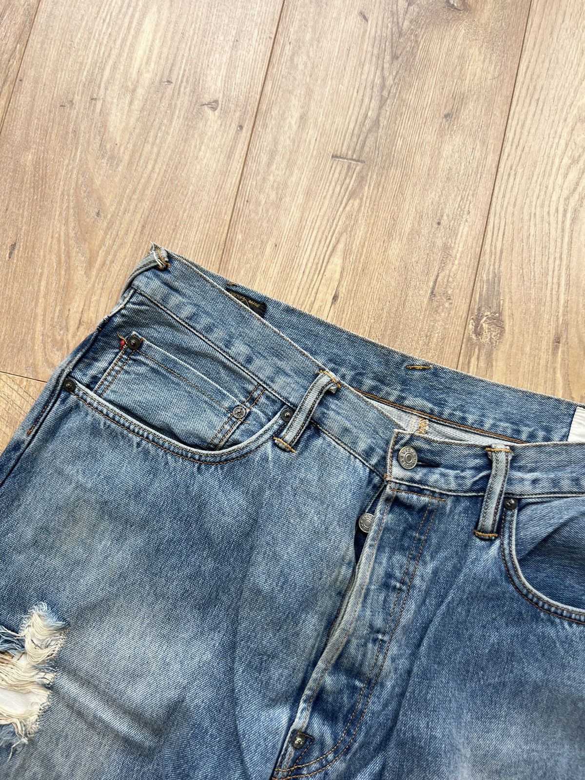 Evisu 00’s EVISU SELVEDGE DAICOCK RIPPED BANDANA JORTS RARE Y2K Size US 36 / EU 52 - 11 Thumbnail