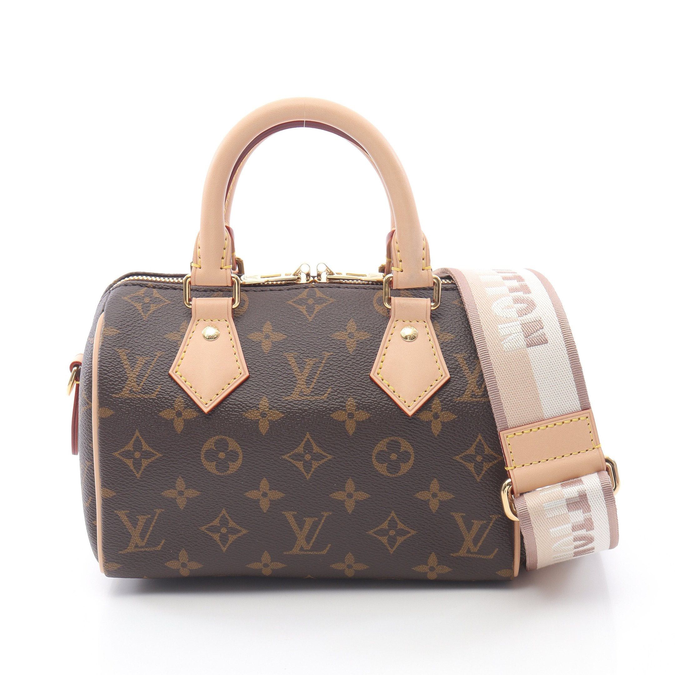 Louis Vuitton Louis Vuitton Speedy 20 Monogram Beige Handbag Leather Brown Size ONE SIZE - 1 Thumbnail