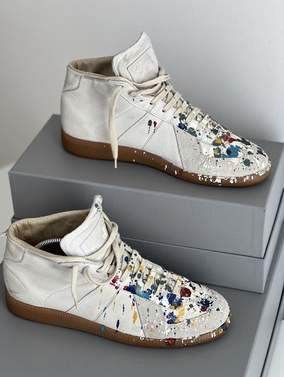 Maison Margiela Maison margiela paint splatter gat mid top | Grailed