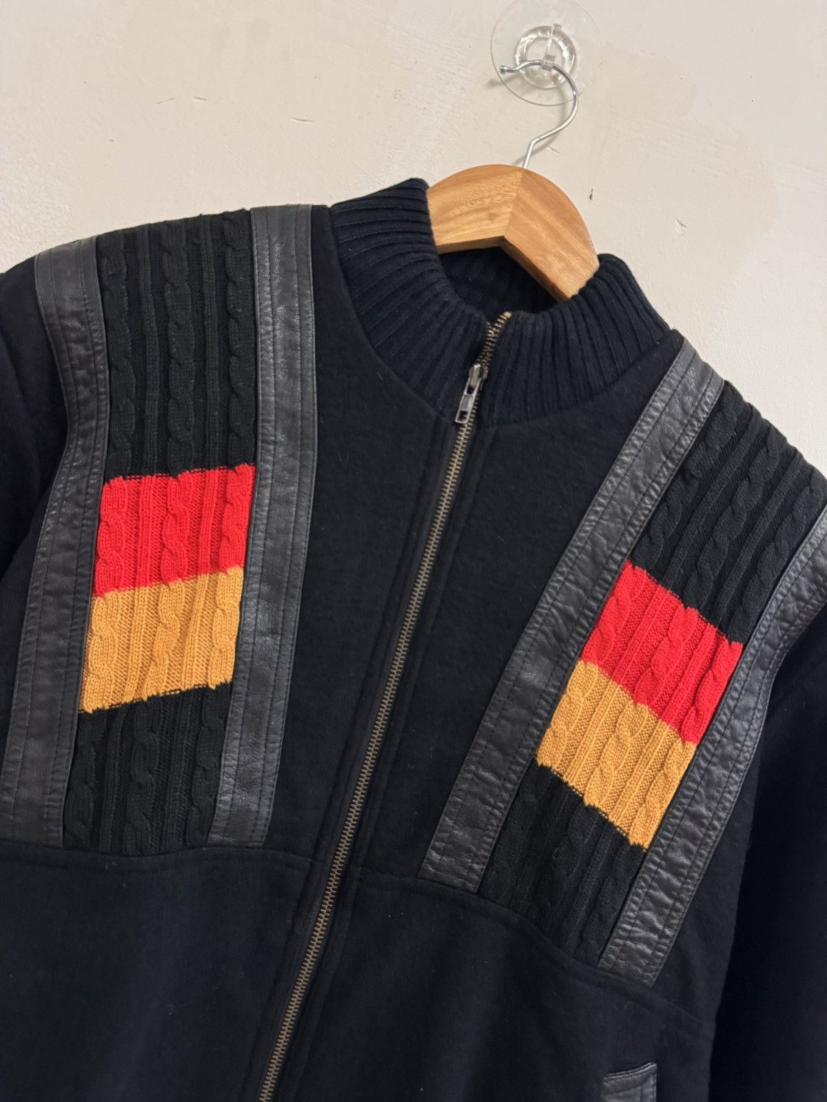 Japanese Brand 80s Guilin Japan AvantGarde WoolLeather Knit Designer Bomber Size US L / EU 52-54 / 3 - 5 Thumbnail