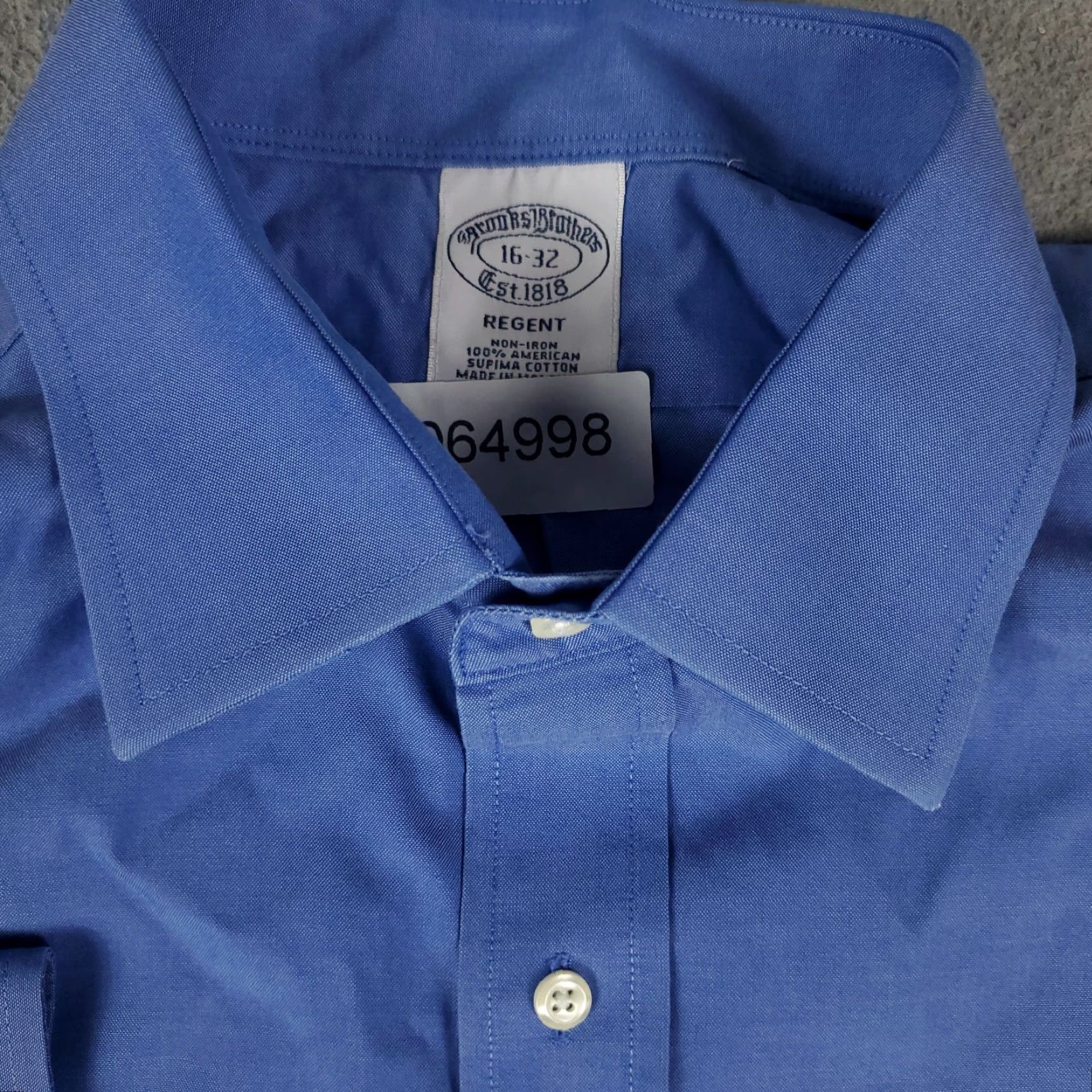 Brooks Brothers Brooks Brothers Shirt Mens 16 Blue Regent Dress Button Up Long Sleeve Shirt Size 42R - 3 Thumbnail