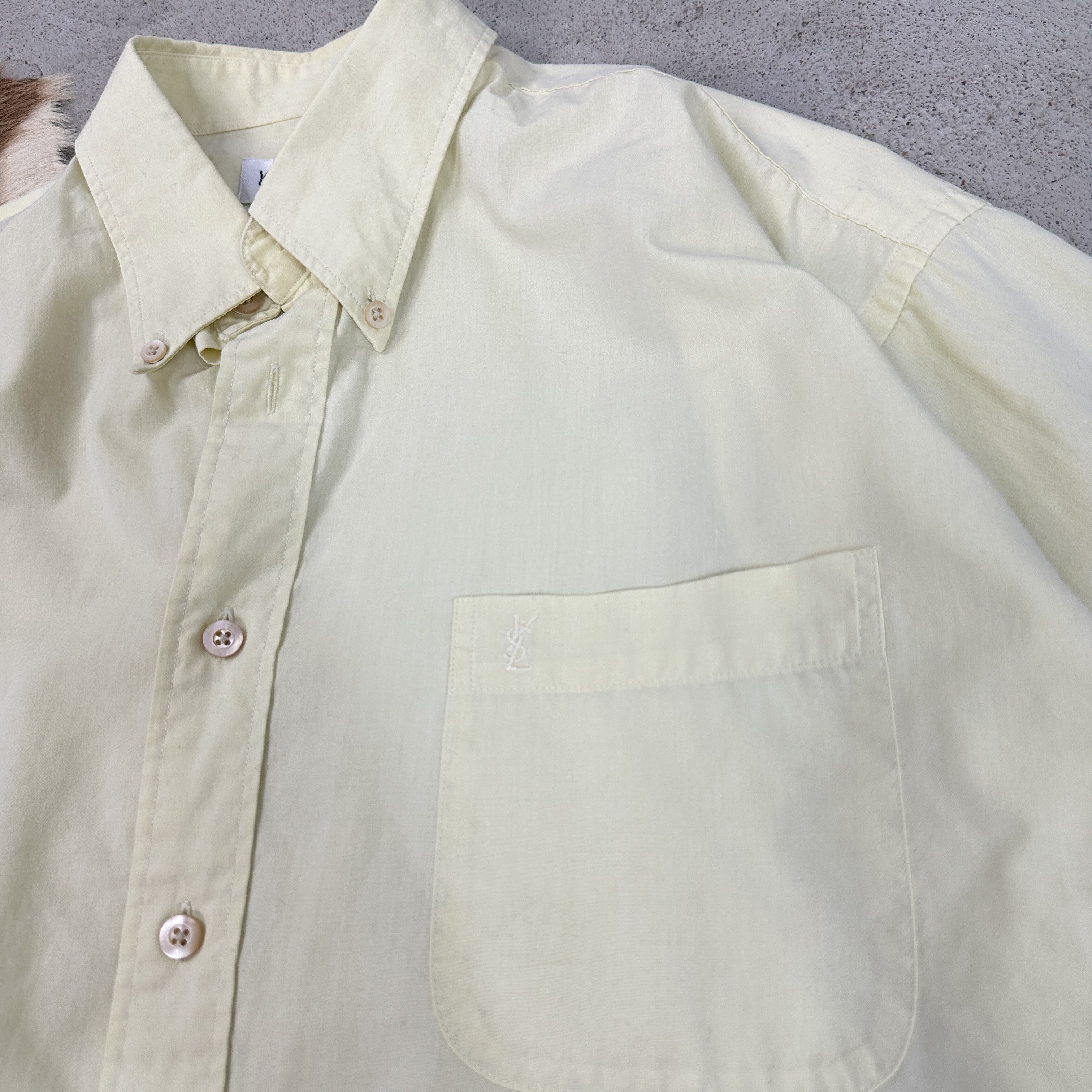 Vintage × Yves Saint Laurent Vintage Preppy Butter Yellow Yves Saint Laurent Shirt Size US XL / EU 56 / 4 - 2 Thumbnail