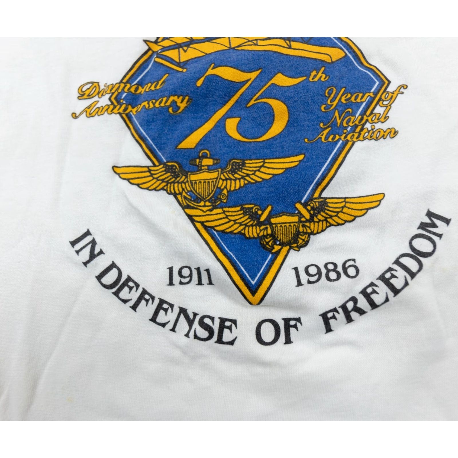 Hanes VINTAGE Hanes NAVAL Aviation T-Shirt Mens XL White 80s Military Tee Short Sleeve Crew Neck Mid/XL Fits M/L Mens Size US XL / EU 56 / 4 - 3 Thumbnail