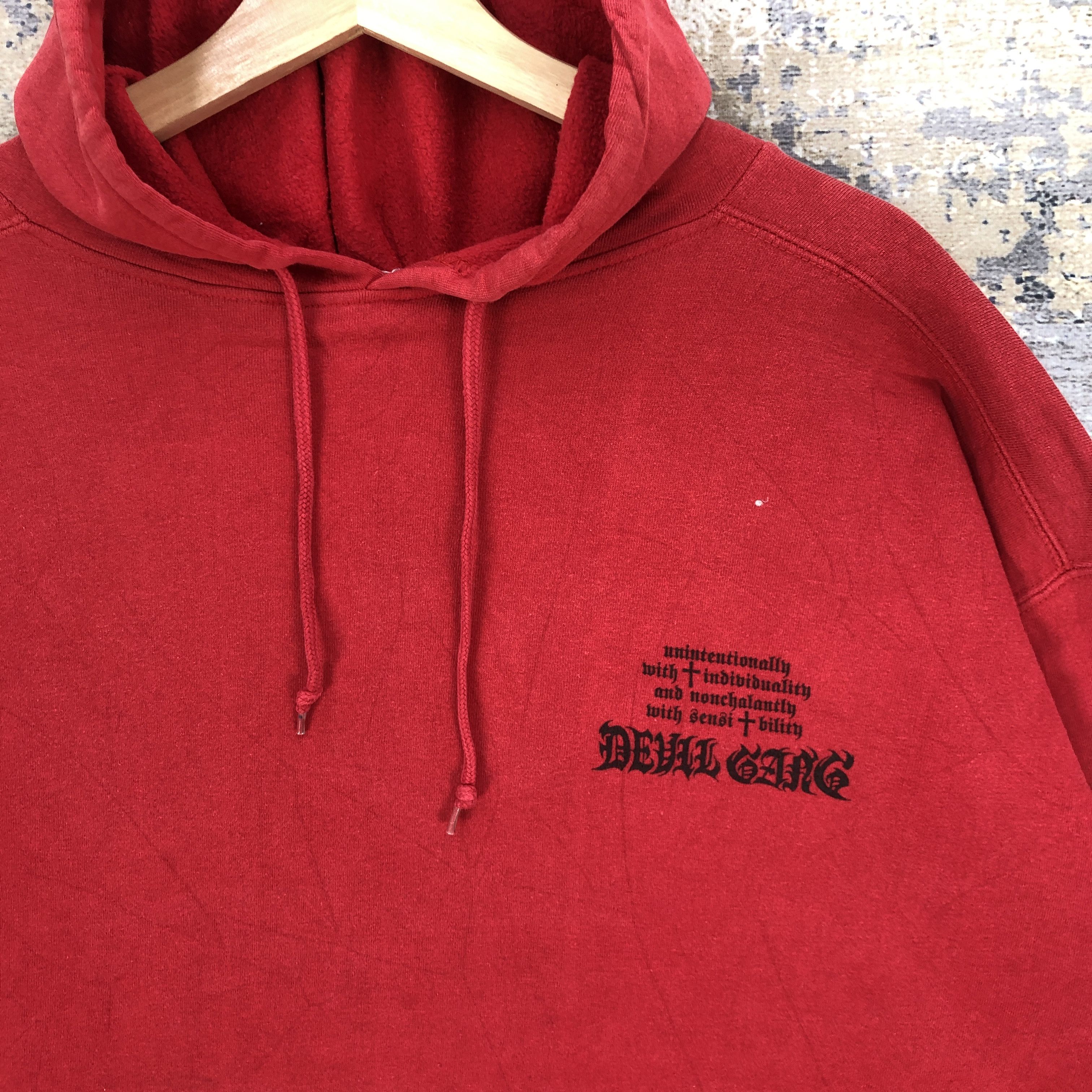 Japanese Brand × Vintage Vintage Y2K Devil Gang Hoodie Sweater Hip Hop Sweatshirt Size US XXL / EU 58 / 5 - 7 Thumbnail