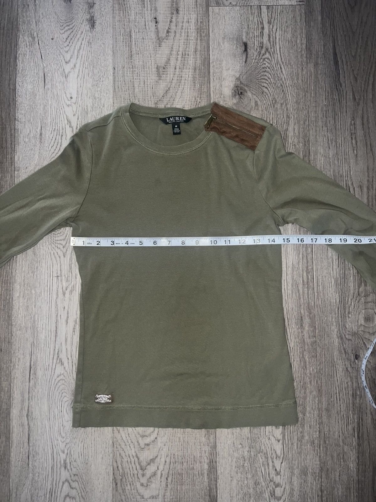 Lauren Ralph Lauren Ralph Lauren Olive Long Sleeve Top with Brown Detail M Size M / US 6-8 / IT 42-44 - 4 Thumbnail