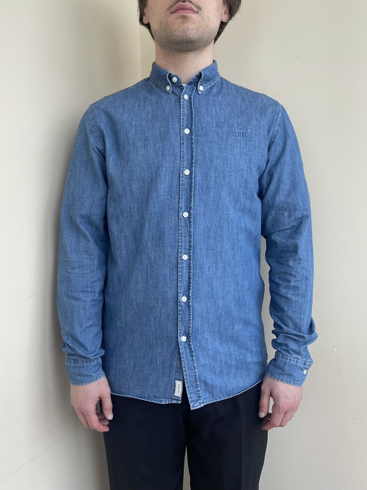 Les Deux Vagrant Chambray Regular Fit Button Down Long Sleeve Shirt Size US M / EU 48-50 / 2 - 3 Thumbnail
