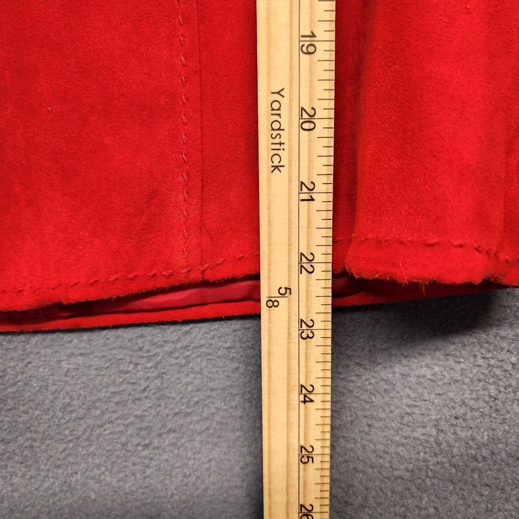 Vintage Studio Works Womens Blazer Jacket 12 Red 3 Button Notch Lapel Lined Faux Vegan Suede Classic Holiday Size XL / US 12-14 / IT 48-50 - 7 Thumbnail