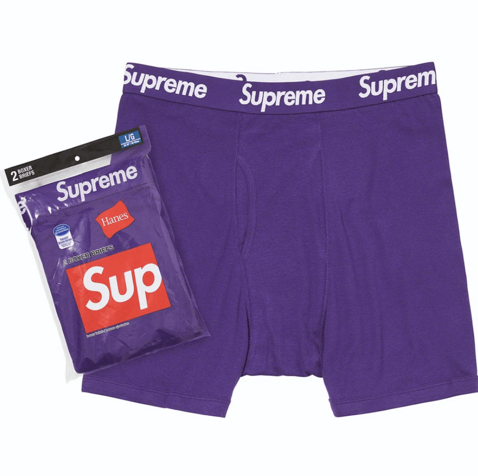 Hanes × Supreme Boxer Brief (2 Pack) Purple SS21 - Small Size US 28 / EU 44 - 1 Thumbnail