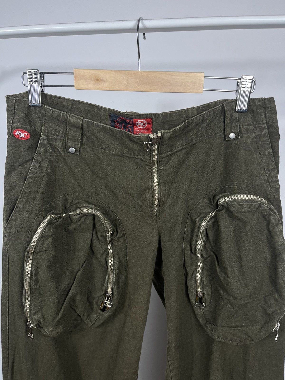 Other Avant-Garde Olive Cargo Pants Zip Pocket Strap Design Size US 31 - 3 Thumbnail