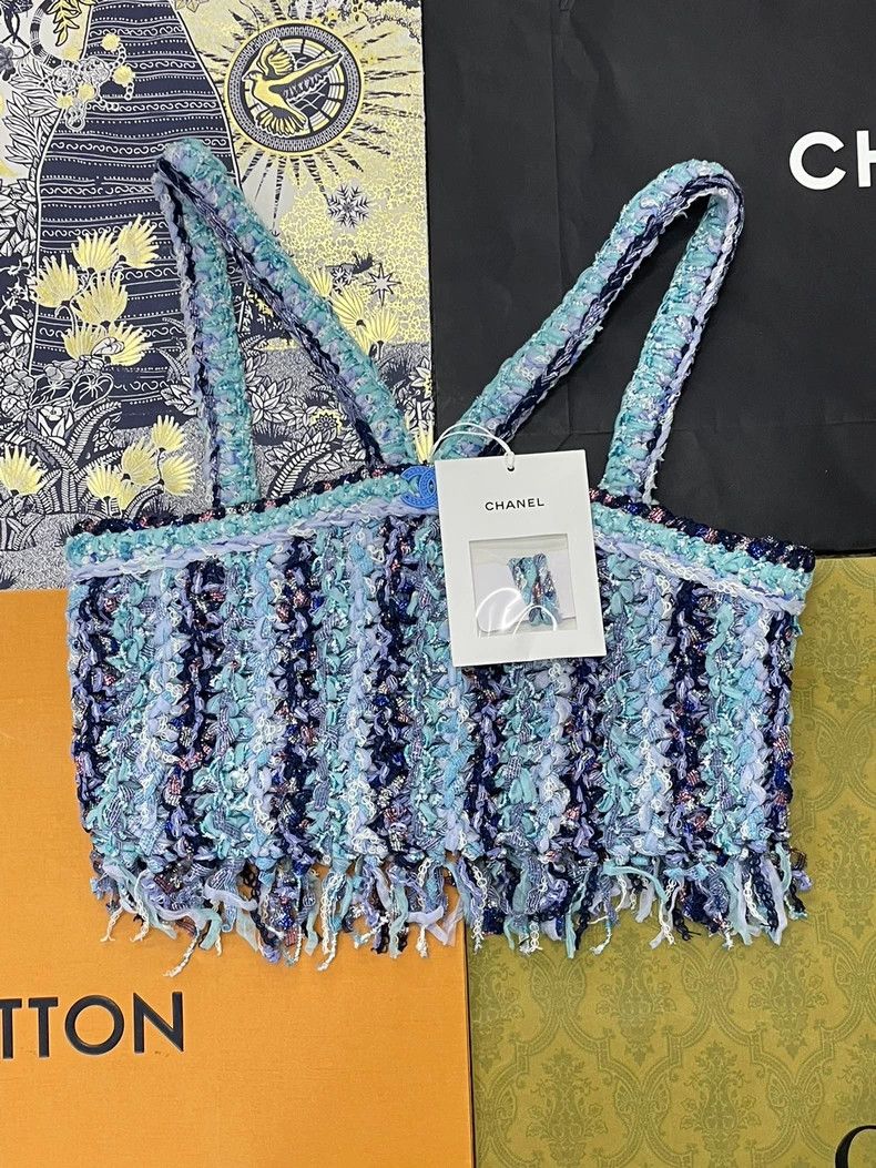 Chanel Chanel Blue Sequin Tweed Fringe Top Size US M / EU 48-50 / 2 - 1 Thumbnail