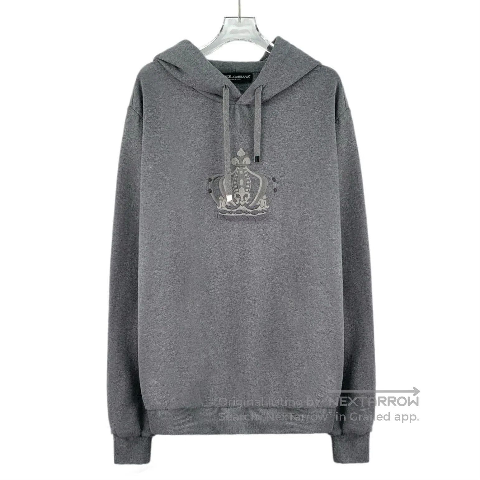 Dolce & Gabbana Dolce Gabbana Gray Crown Embroidered Cotton Hooded Drawstr Size US S / EU 44-46 / 1 - 1 Thumbnail