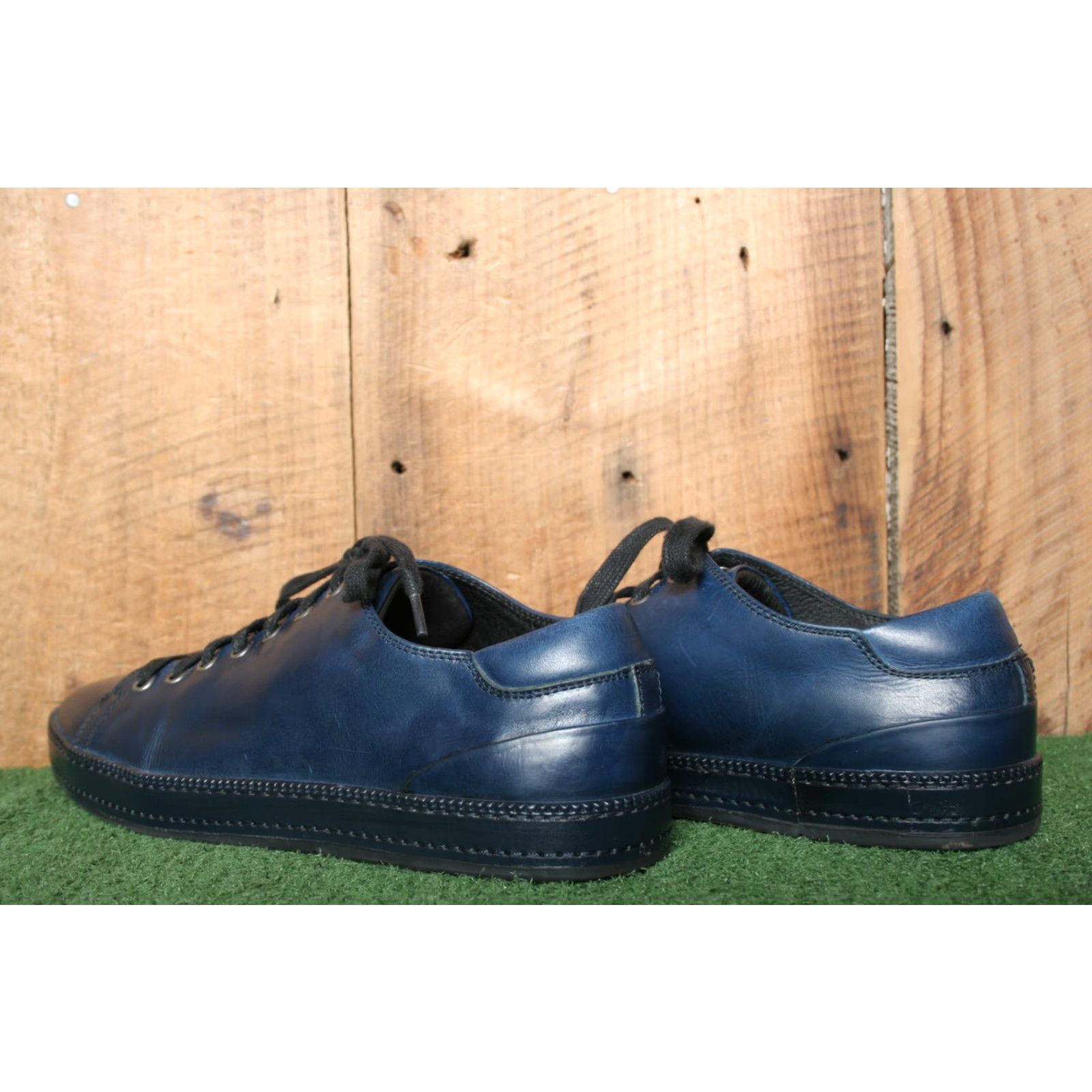 Donald Pliner DONALD J PLINER Jagar-43 Blue Leather Fashion Sneakers Men's Sz. 9M Shoes Sneaker Leather Blue Mens 9 Size US 9 / EU 42 - 3 Thumbnail