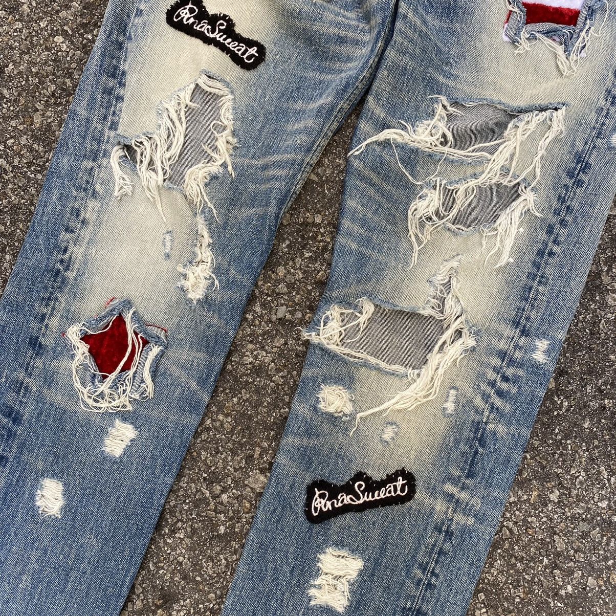 Hysteric Glamour Distressed Denim Thrashed Punk RNA Sweats & Bloods Jeans Size US 30 / EU 46 - 3 Thumbnail