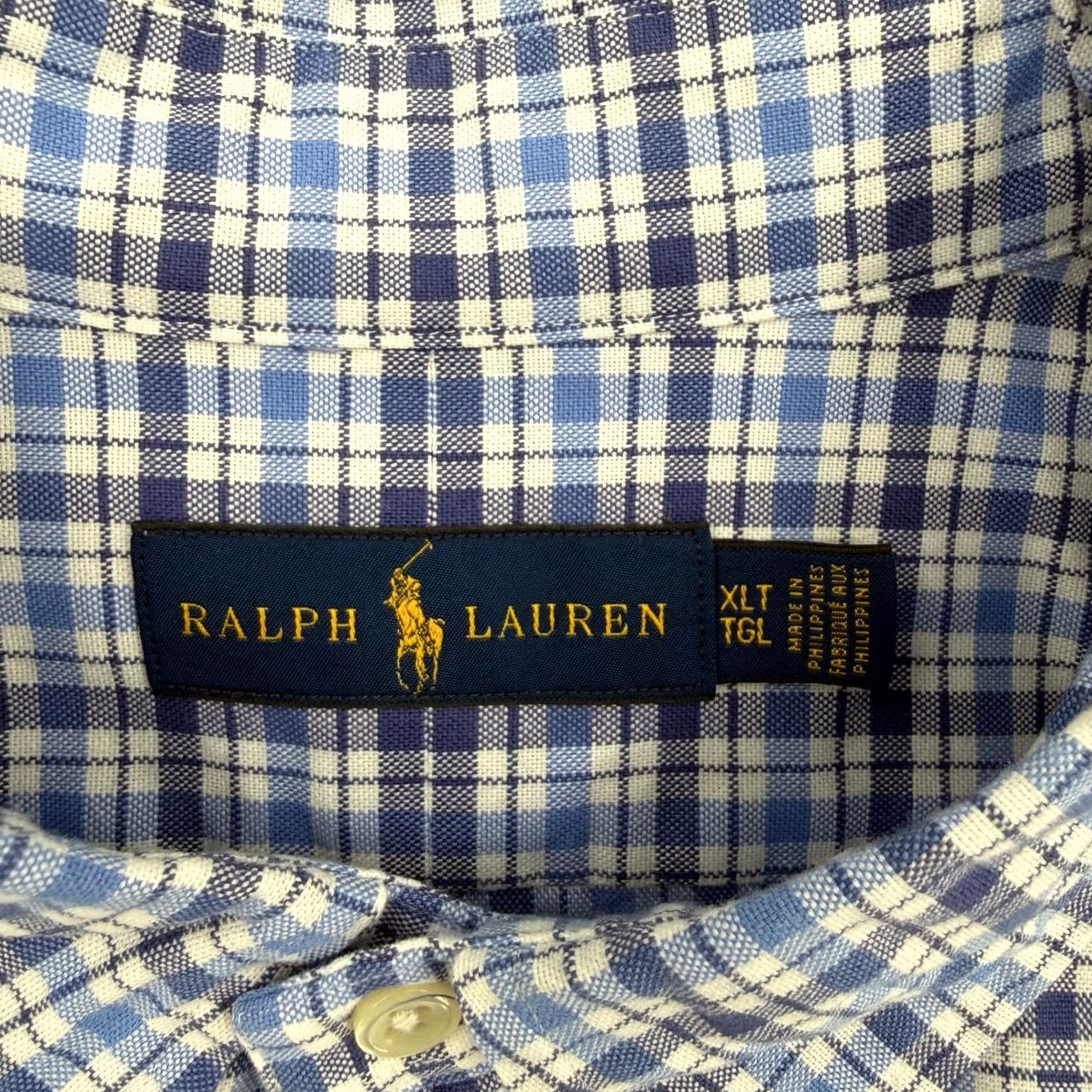 Ralph Lauren Ralph Lauren Mens Button-Down Shirt Blue White Check Cotton XLT Regular Sleeve Long Button-Up Size US XL / EU 56 / 4 - 3 Thumbnail