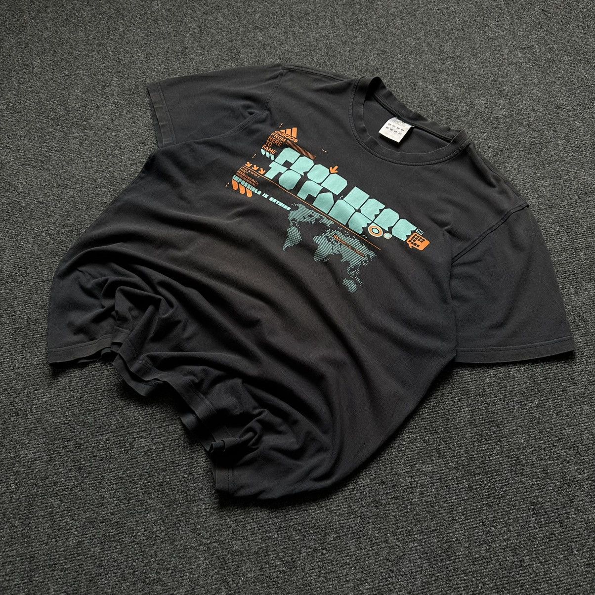 Adidas VTG Adidas T-shirts Big Logo Size XL Dark Blue Trashed 00s Size US XL / EU 56 / 4 - 1 Thumbnail
