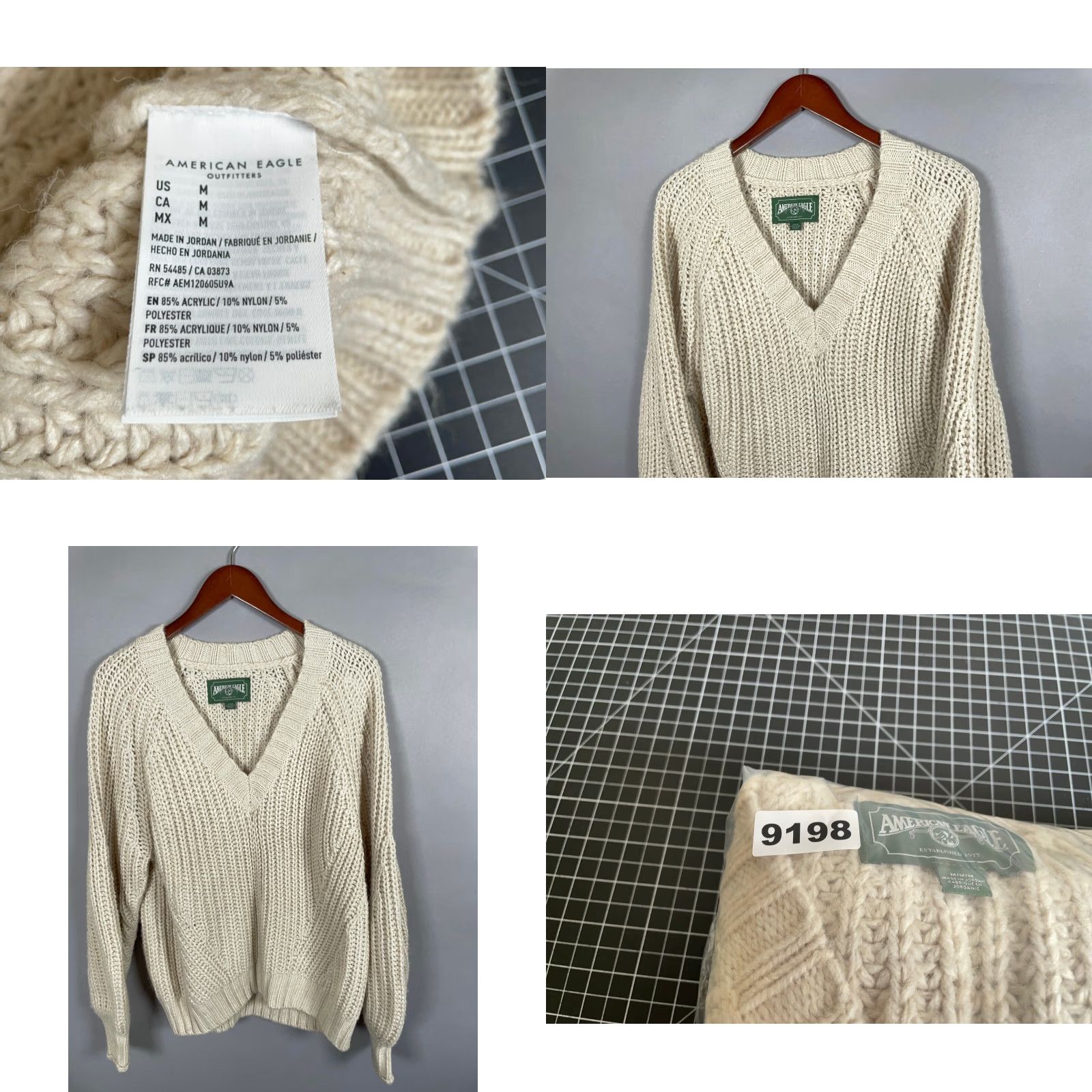 American Eagle Outfitters American Eagle Outfitters Sweater Adult Medium Beige V-Neck Chunky Knit Midweight Size US M / EU 48-50 / 2 - 8 Thumbnail