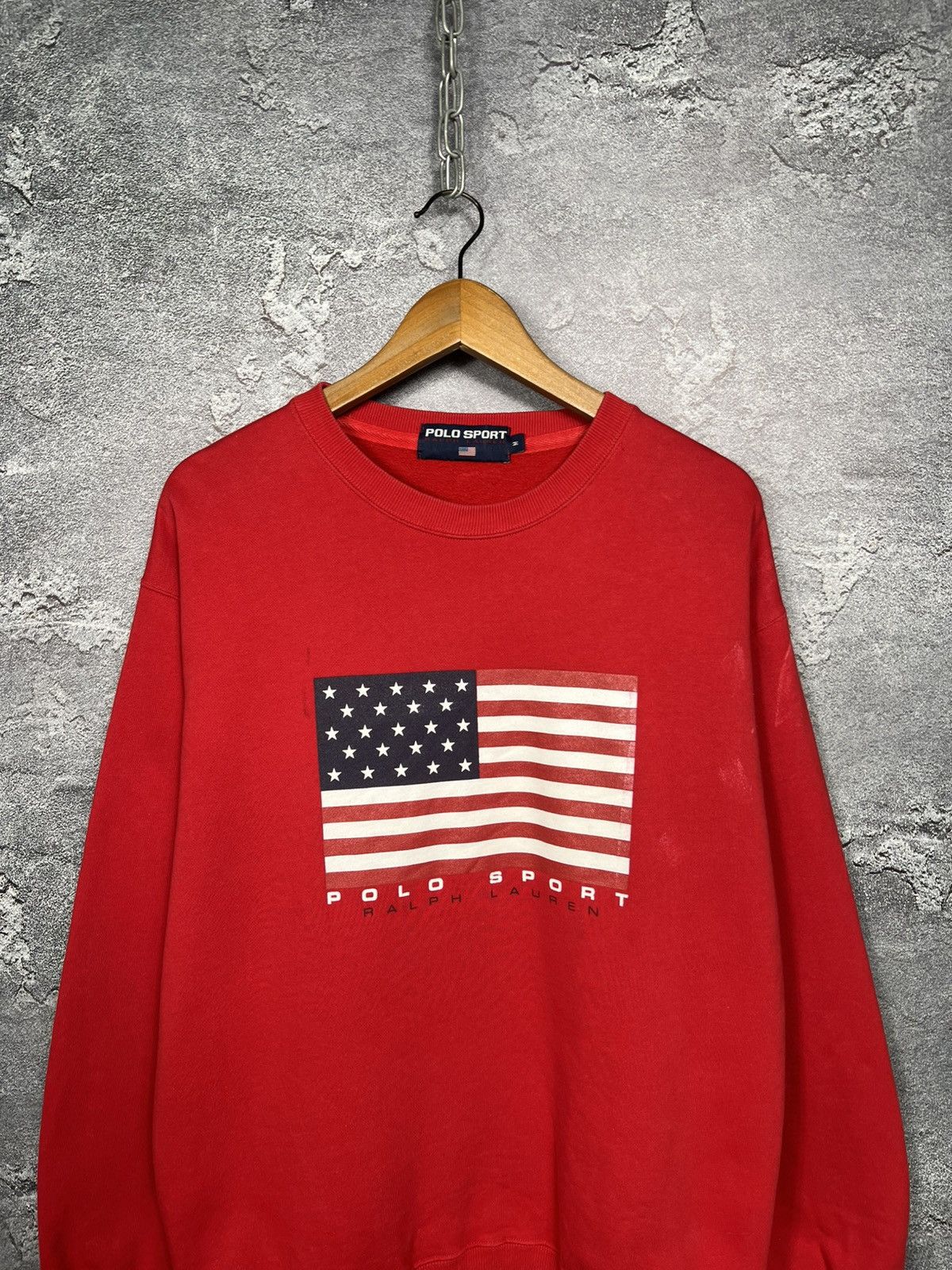 Polo Ralph Lauren Vintage Polo Ralph Lauren Sport USA Flag Logo Sweatshirt Size US M / EU 48-50 / 2 - 2 Thumbnail