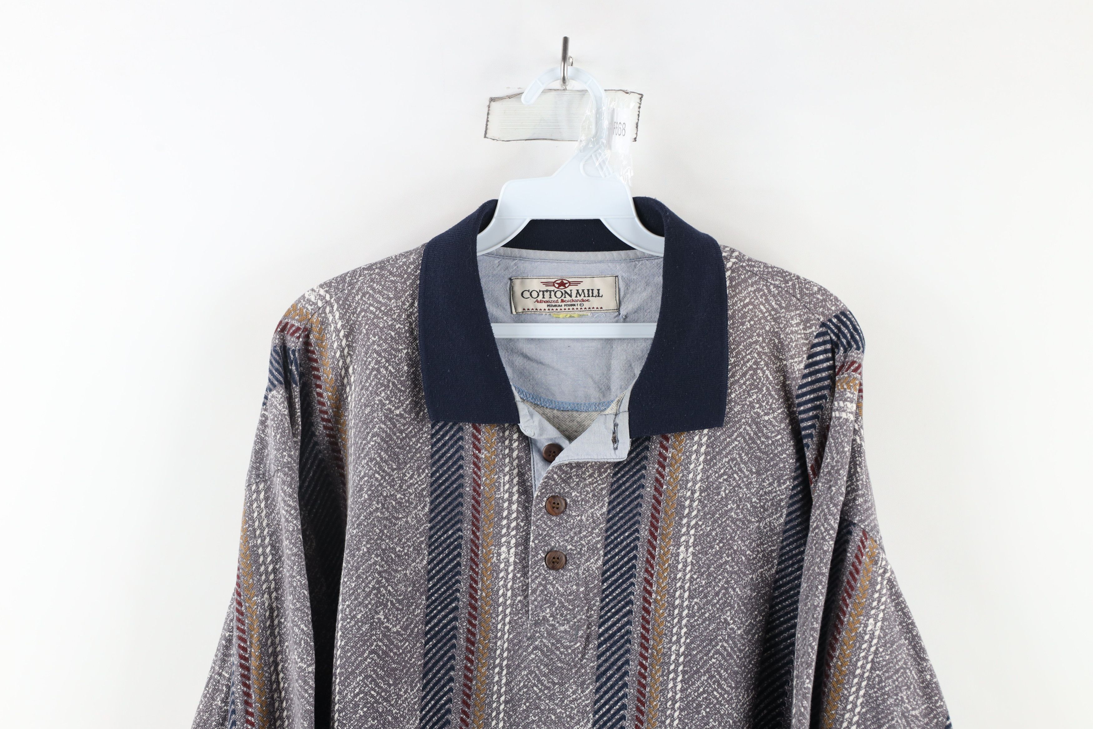 Vintage Vintage 90s Streetwear Herringbone Long Sleeve Rugby Polo Size US XL / EU 56 / 4 - 2 Thumbnail