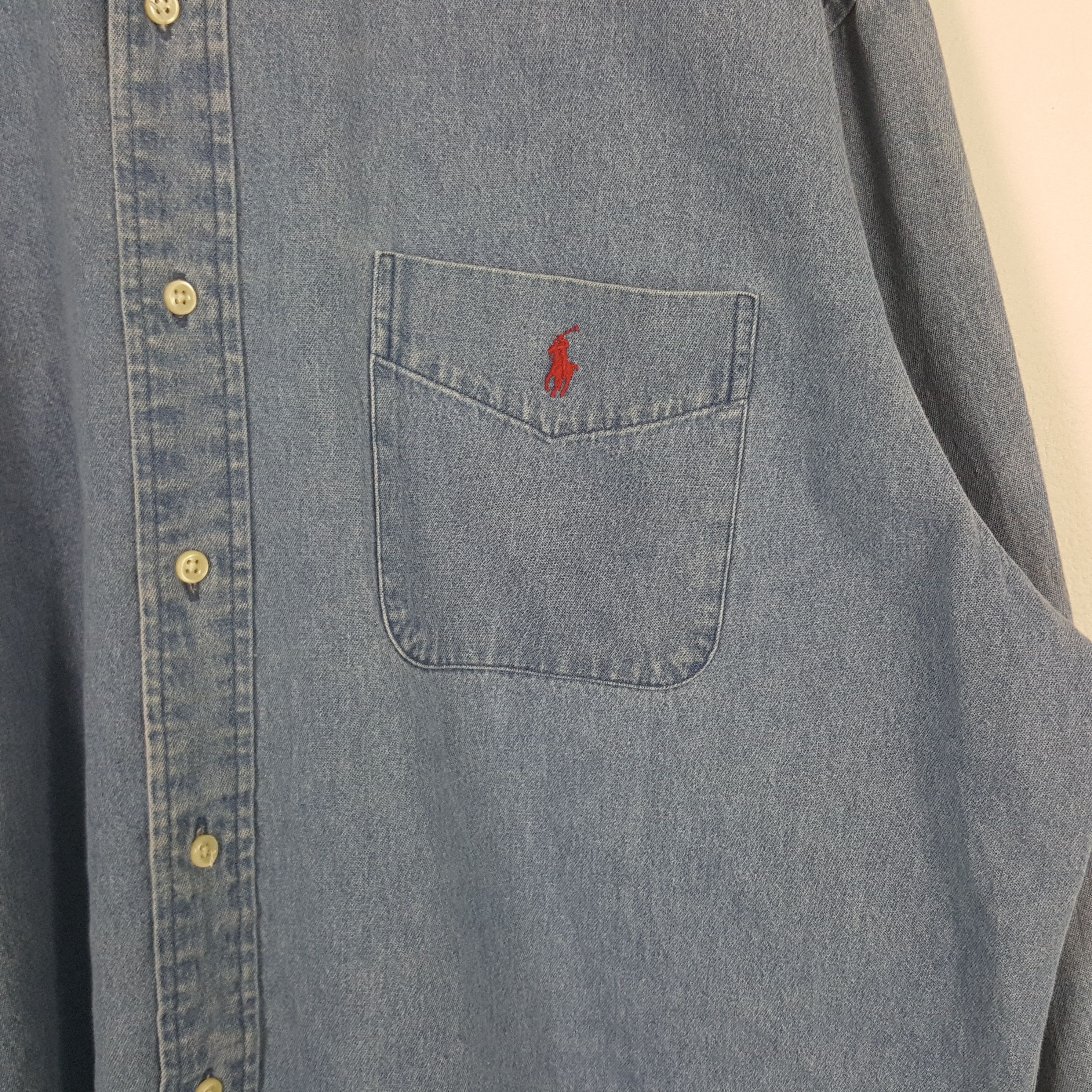 Polo Ralph Lauren Vintage Polo Ralph Lauren American Denim Shirt Button Up 31 Size US XXL / EU 58 / 5 - 2 Thumbnail