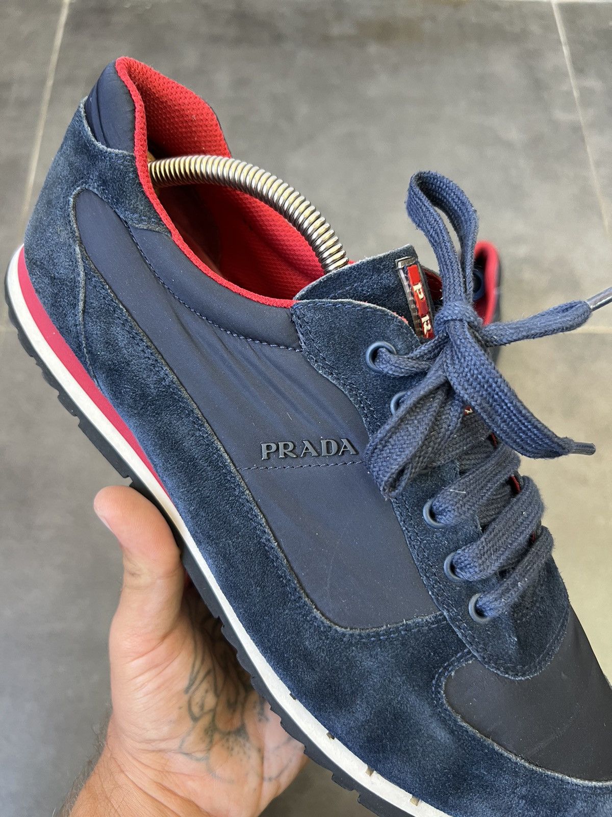 Prada Prada Men's Scamosciato Nylon suede Low-top Sneakers Size US 11 / EU 44 - 4 Thumbnail