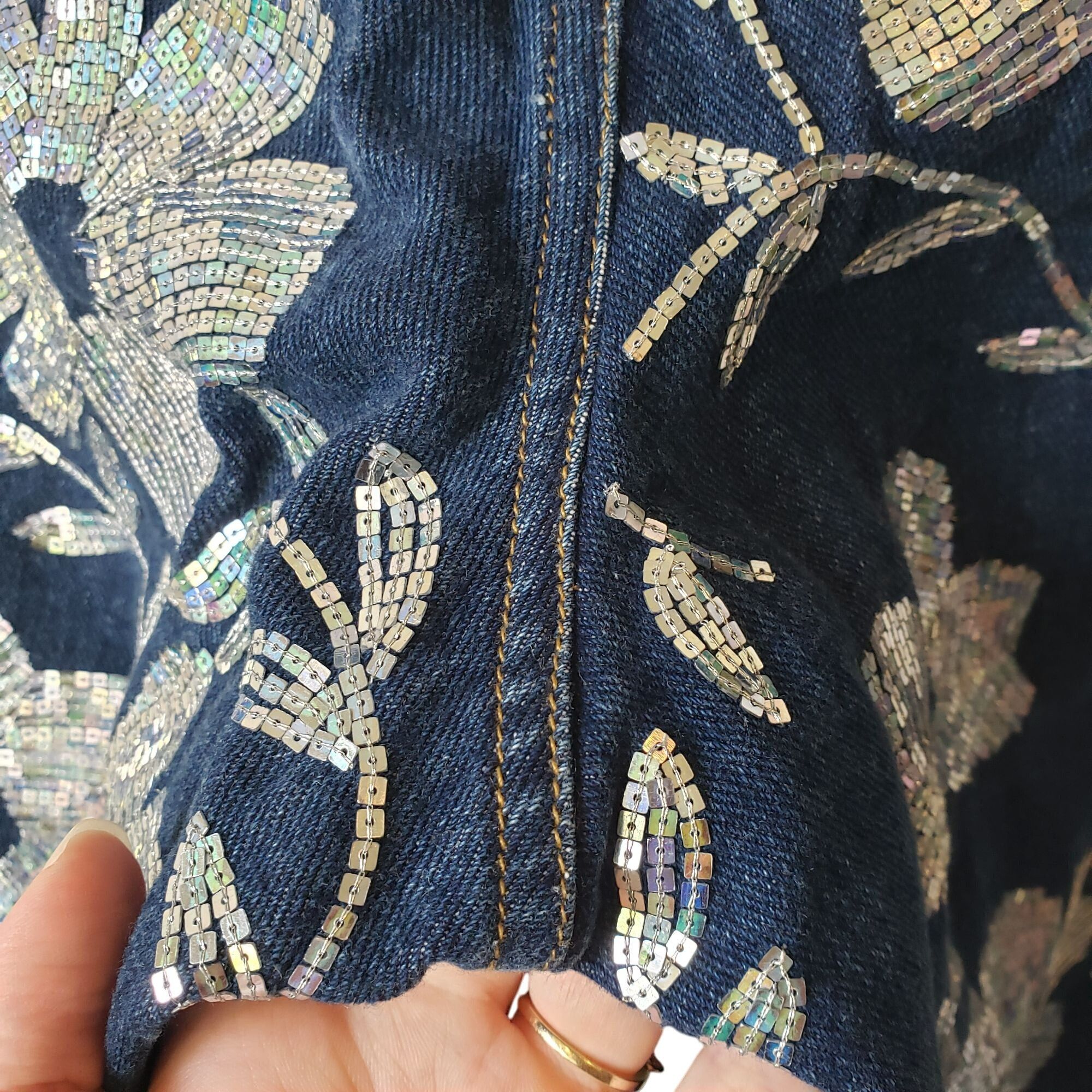 ASHISH Ashish Floral Sequin Embellished High Rise Straight Leg Blue Size 27" / US 4 / IT 40 - 16 Thumbnail