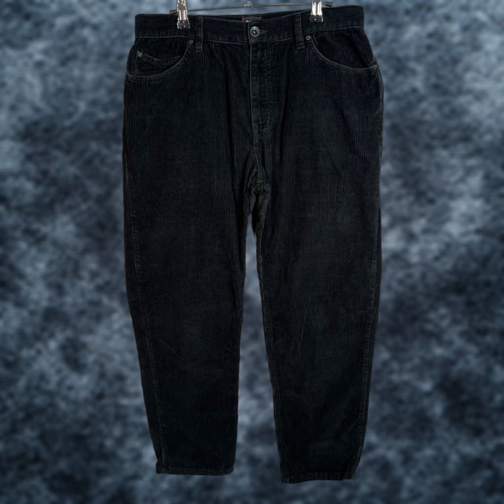 Urban Outfitters BDG Urban Outfitters Black Corduroy Dad Fit Pants Mens Casual Cotton 33 x 32 Rect Straight Regular Front Flat Front Chino Size US 33 - 1 Thumbnail
