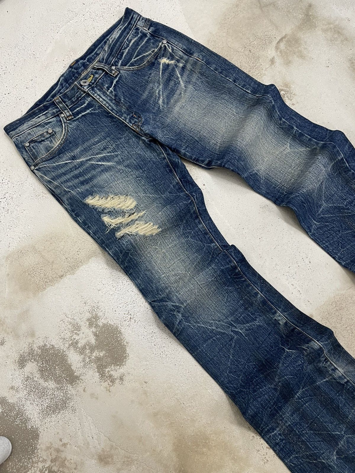 Tornado Mart Vintage Japan Designer 90’s NylausBs Distressed Flared Denim Size US 32 / EU 48 - 4 Thumbnail