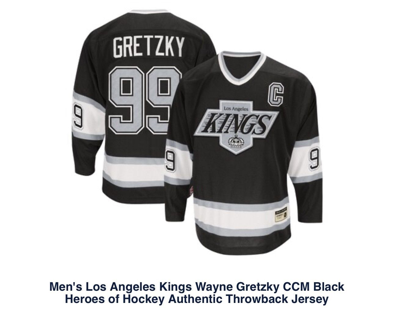 Ccm LA Kings Gretzky CCM Heroes of Hockey Auth Throwback Jersey Size US S / EU 44-46 / 1 - 15 Thumbnail