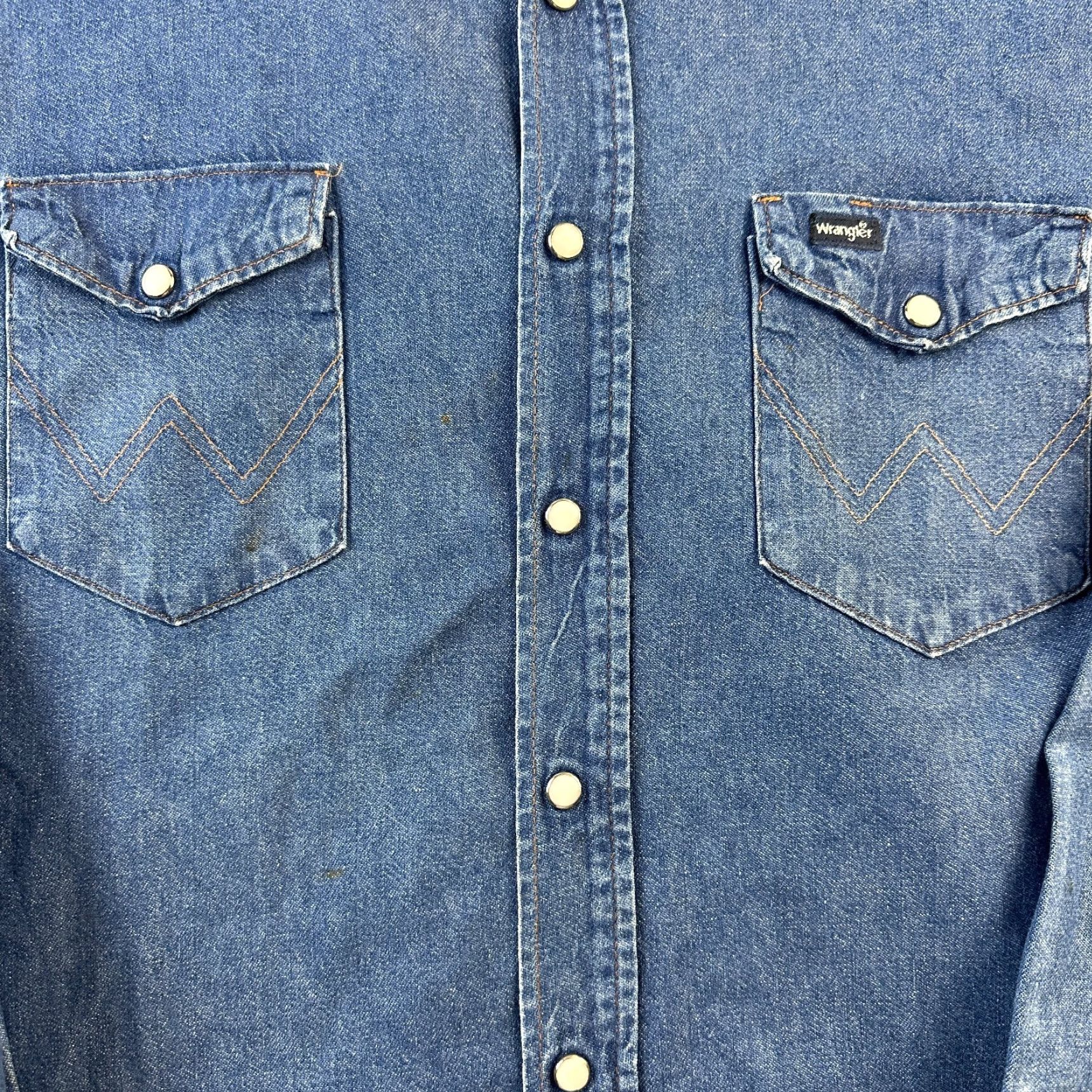 Wrangler Wrangler Shirt Mens 17.5 35 Western Blue Denim X-Long Tails USA Brushpopper Size US XL / EU 56 / 4 - 5 Thumbnail
